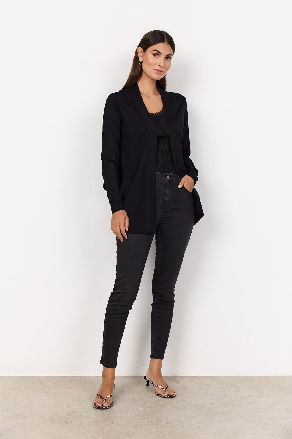 Dollie Open Front Mid Length Cardigan