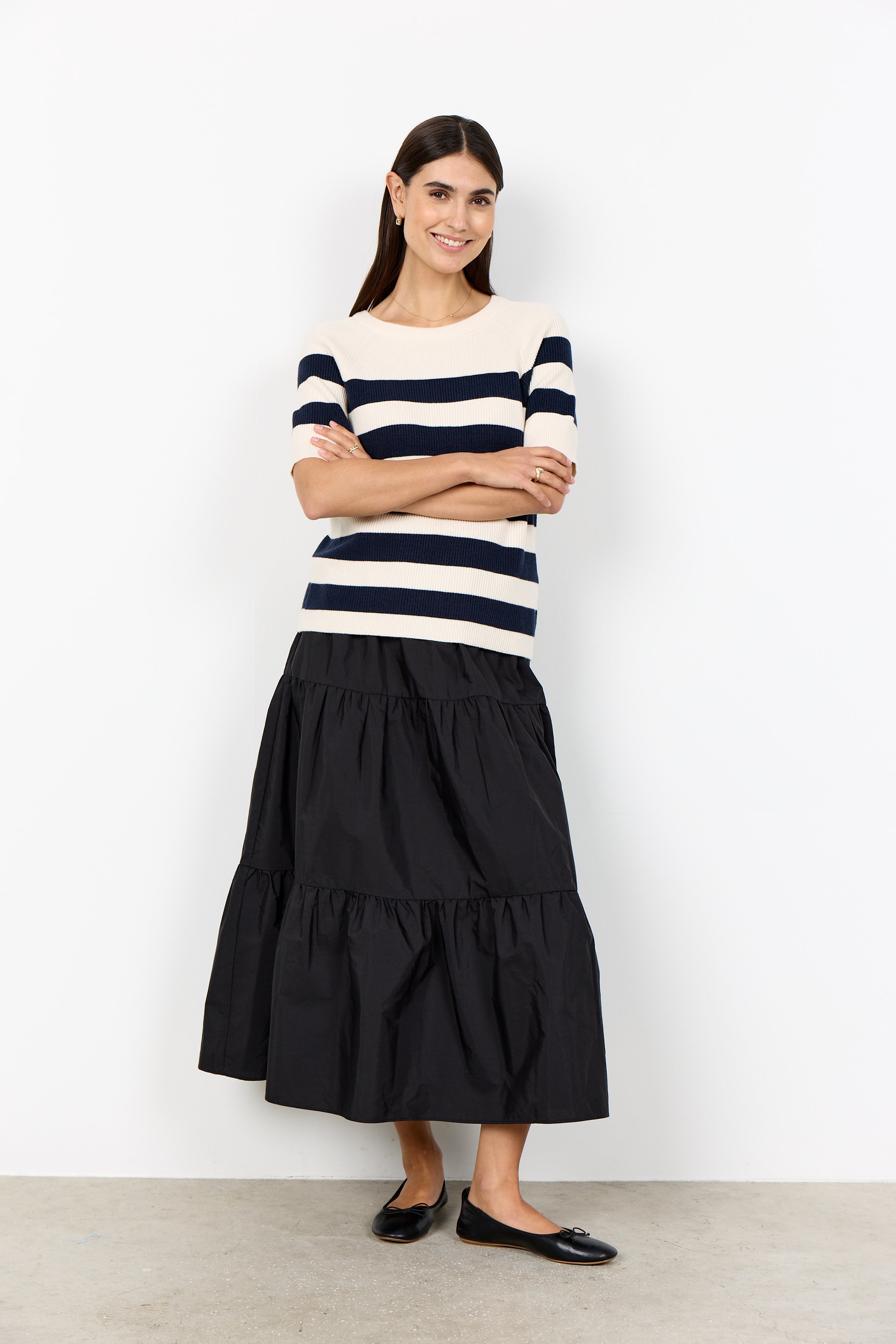 Kanita Striped Short Sleeve Knit Pullover
