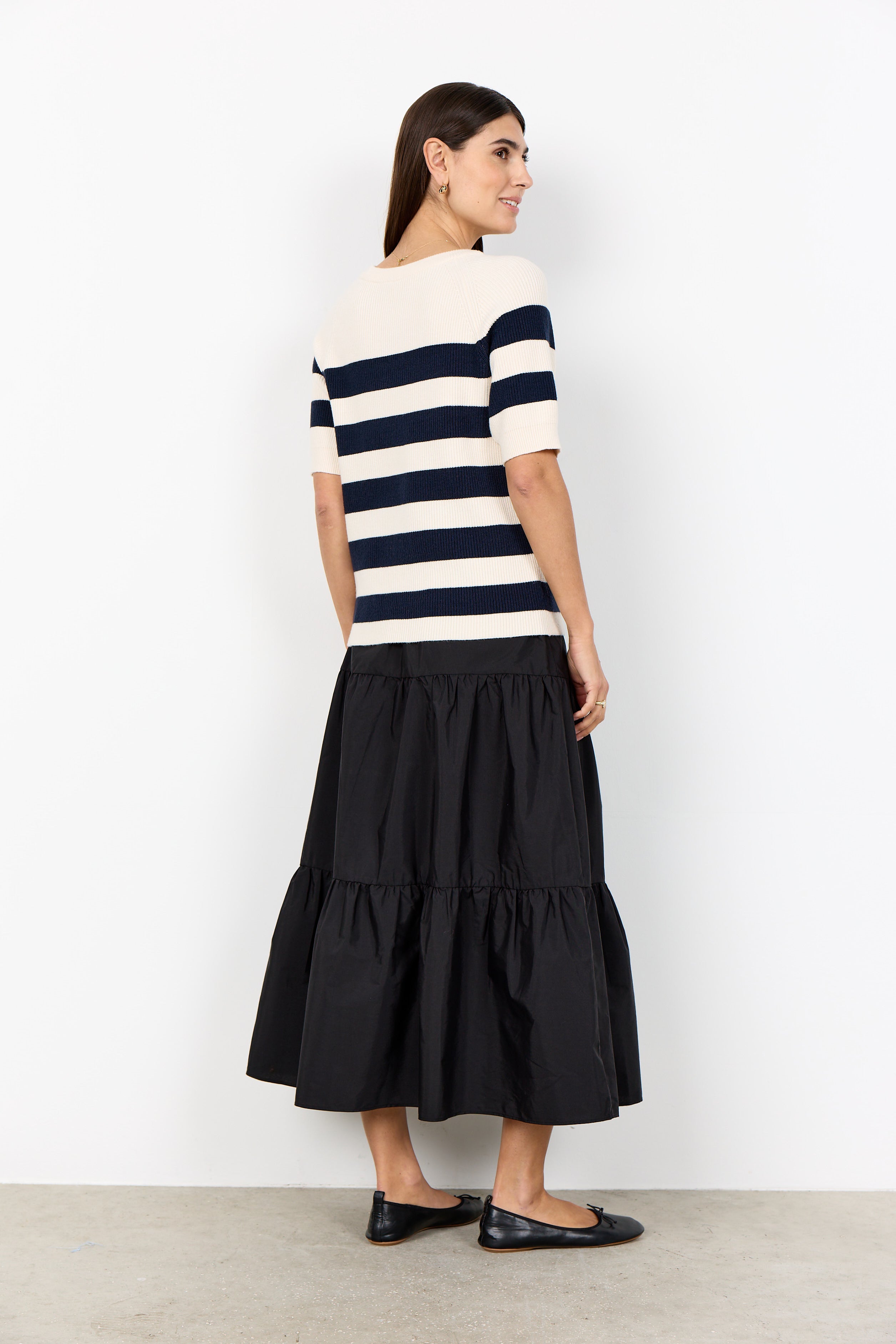 Kanita Striped Short Sleeve Knit Pullover