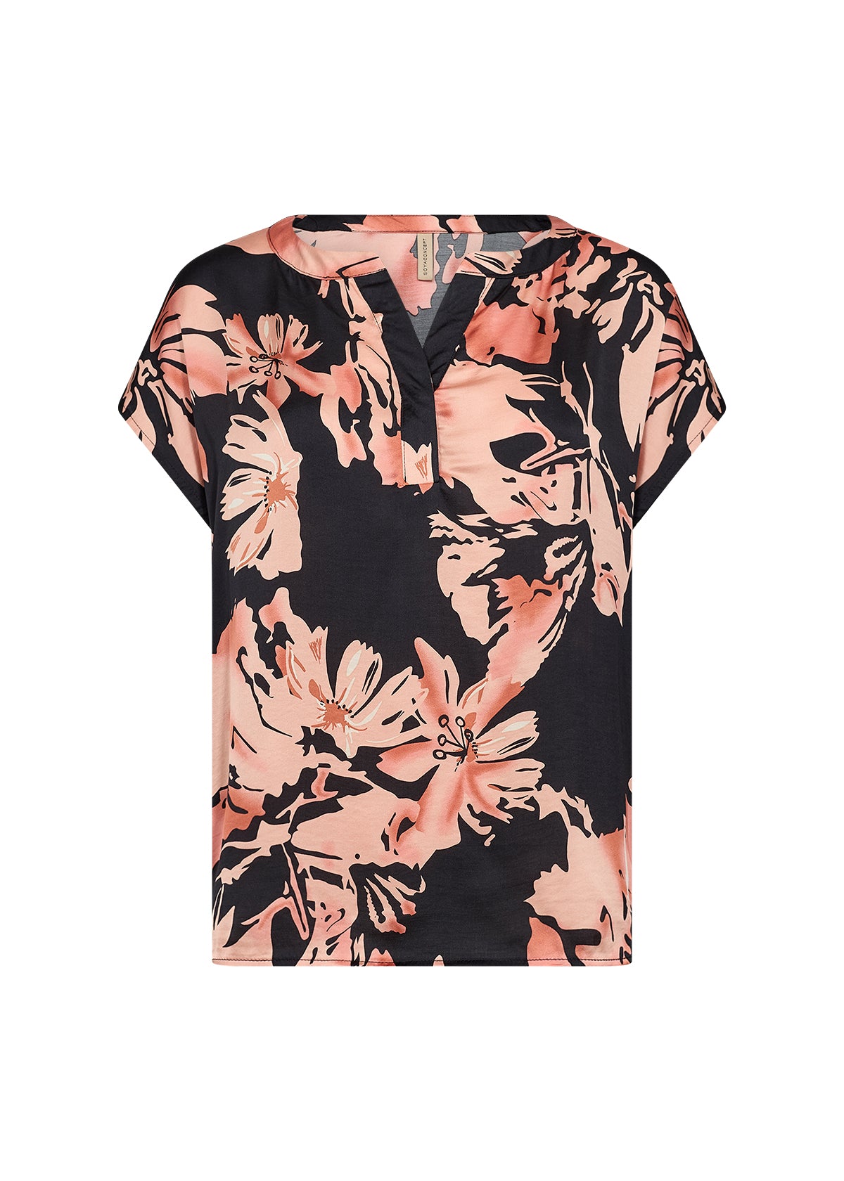 Peach V-Neck Floral Blouse