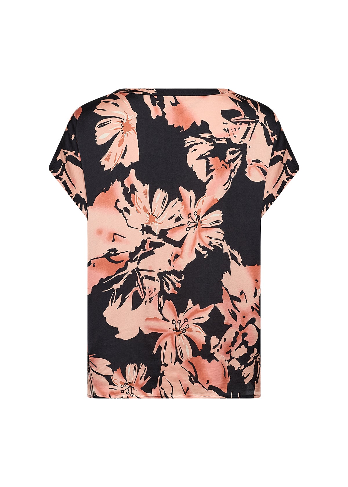 Peach V-Neck Floral Blouse