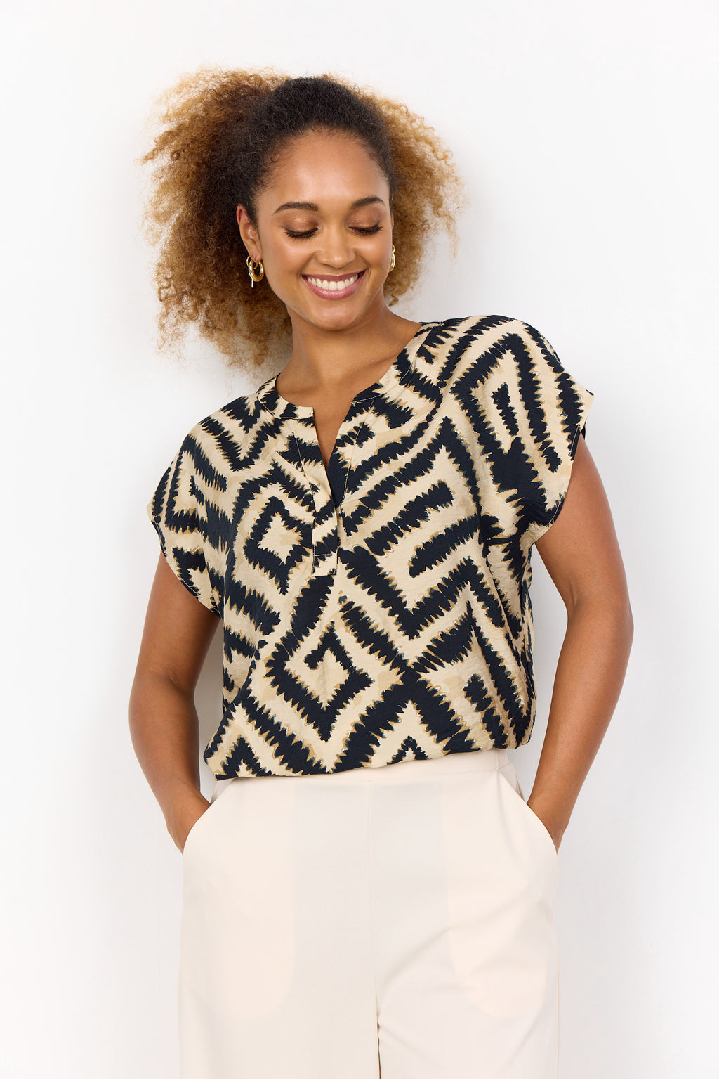 Pixi Geometric Print Blouse