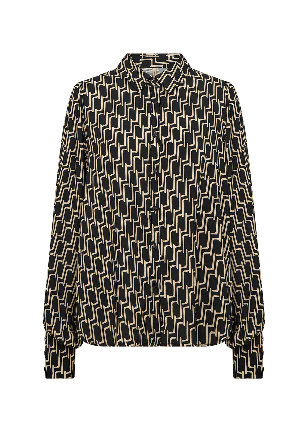 Varla Geometric Print Button Up Shirt