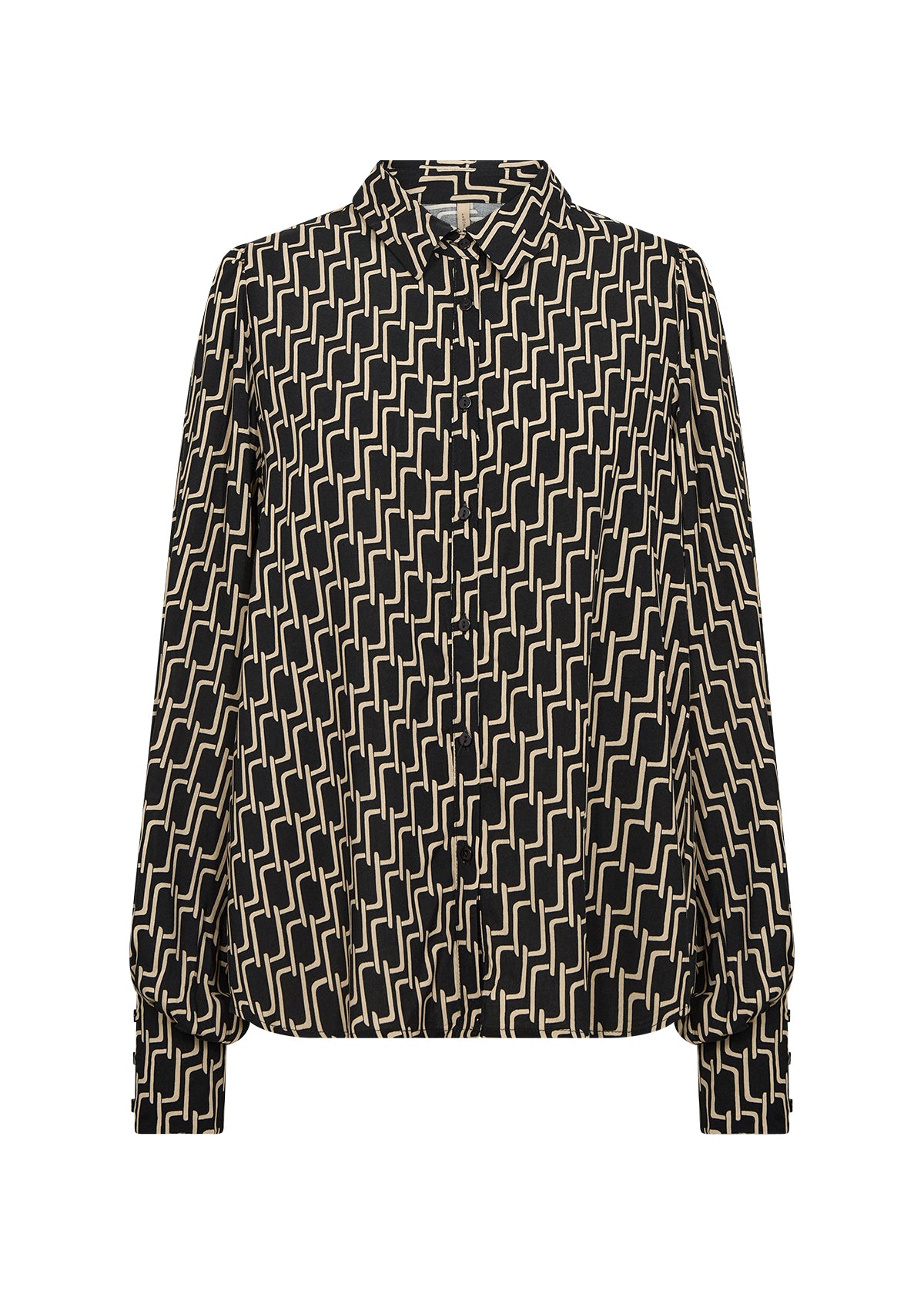 Varla Geometric Print Button Up Shirt
