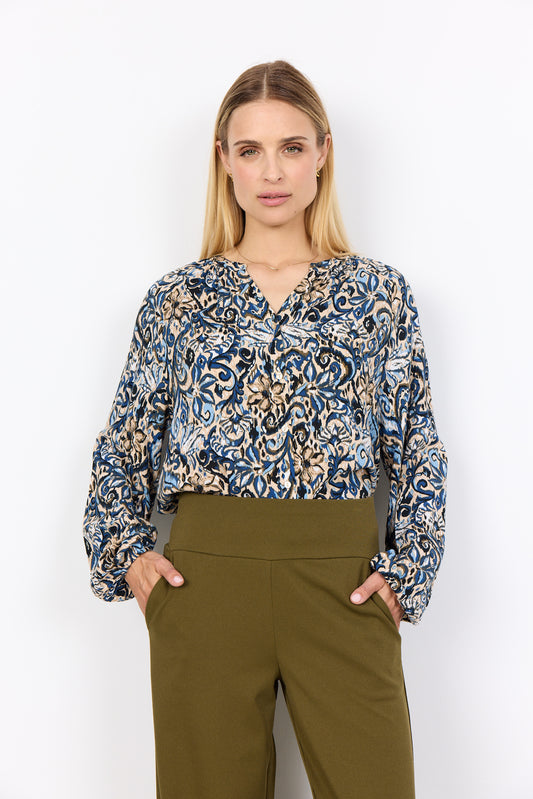 Vava Intricate Print V-Neck Blouse