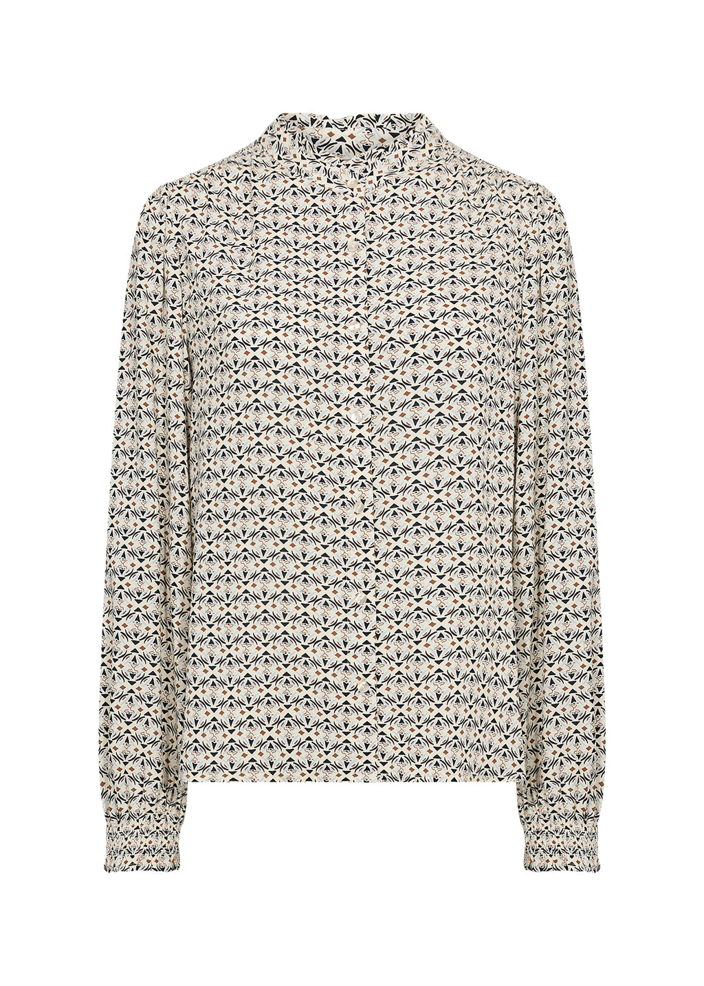 Bellua Mandarin Collar Geo Print Blouse
