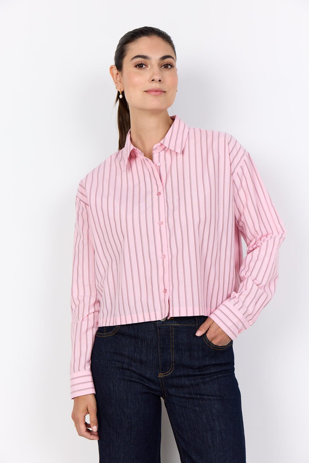 Bardot Striped Button-Down Blouse