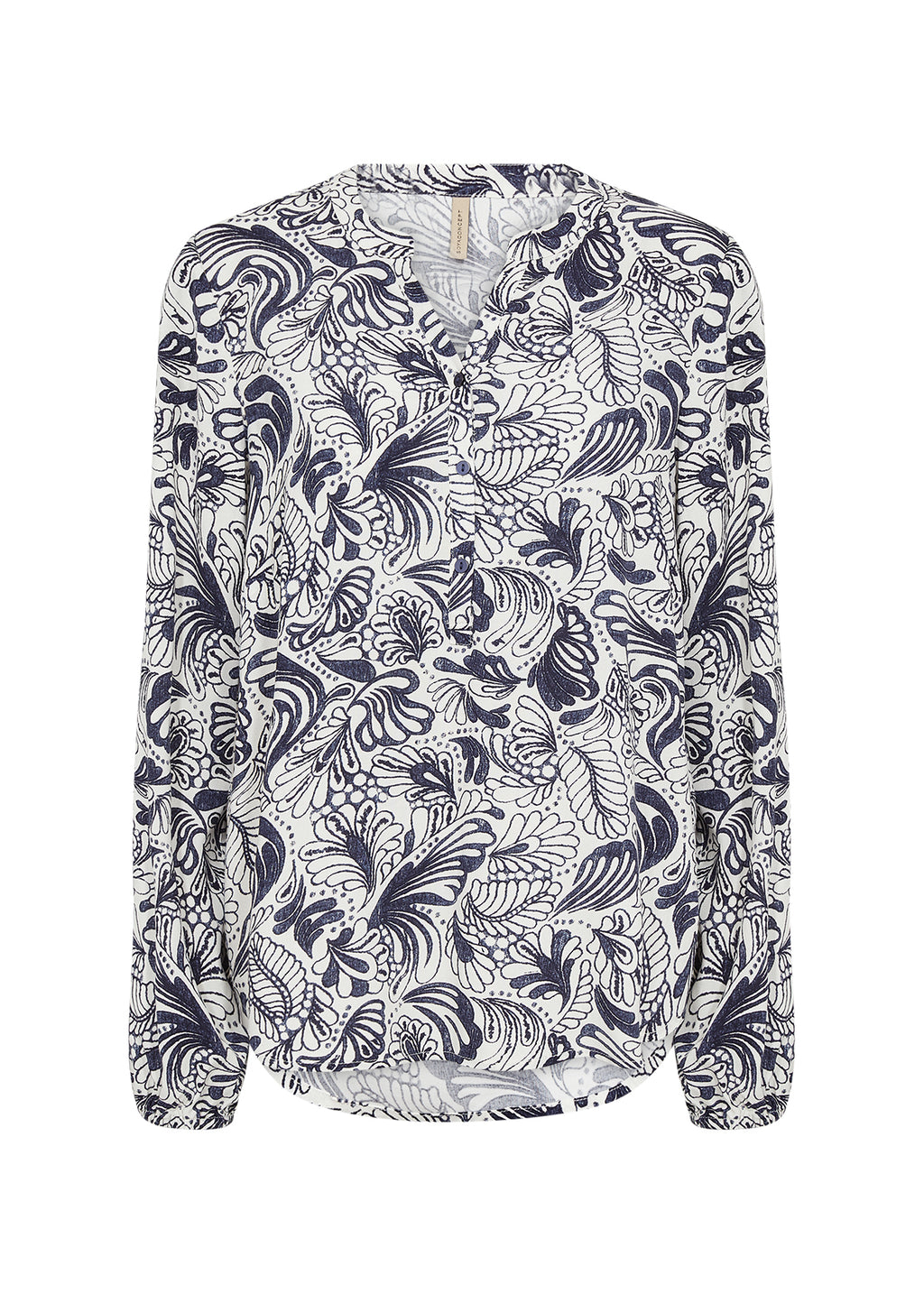 Bayan V-Neck Botanical Print Blouse