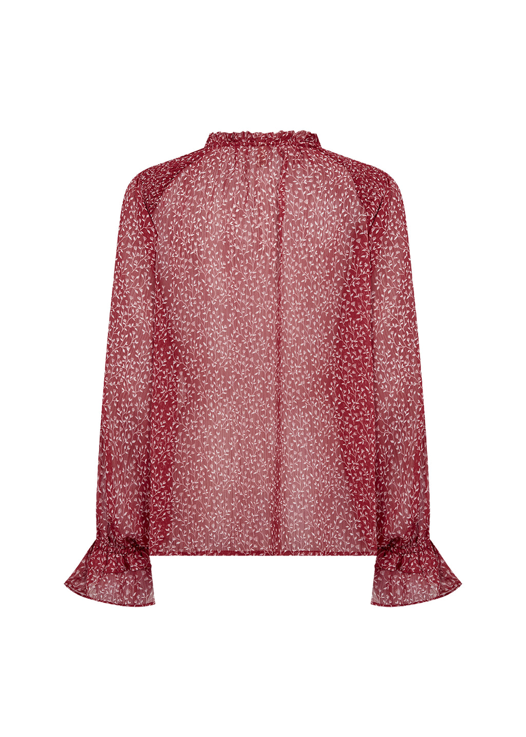 Bebbie Frill Button-Down Leaf Blouse