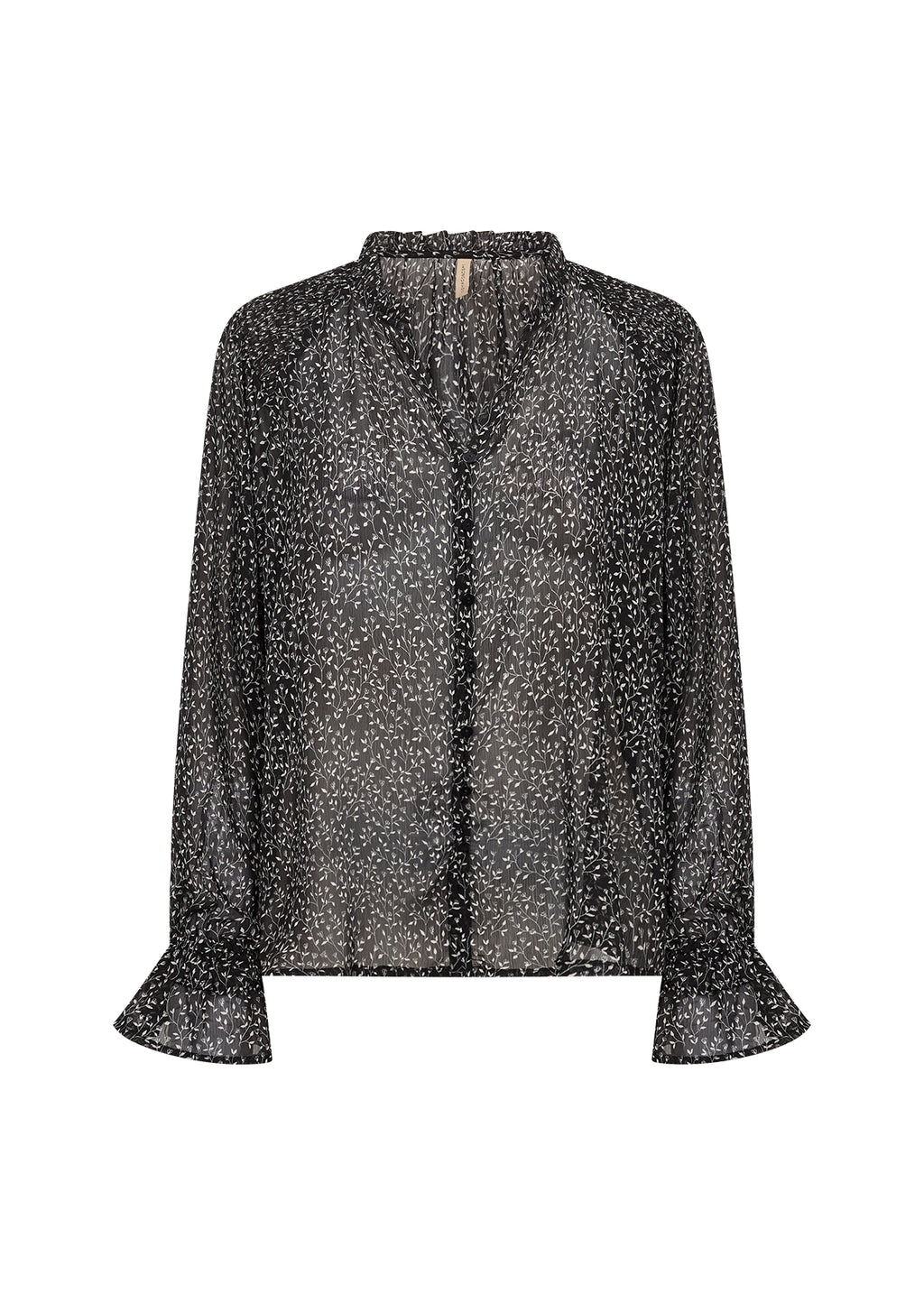 Bebbie Frill Button-Down Leaf Blouse