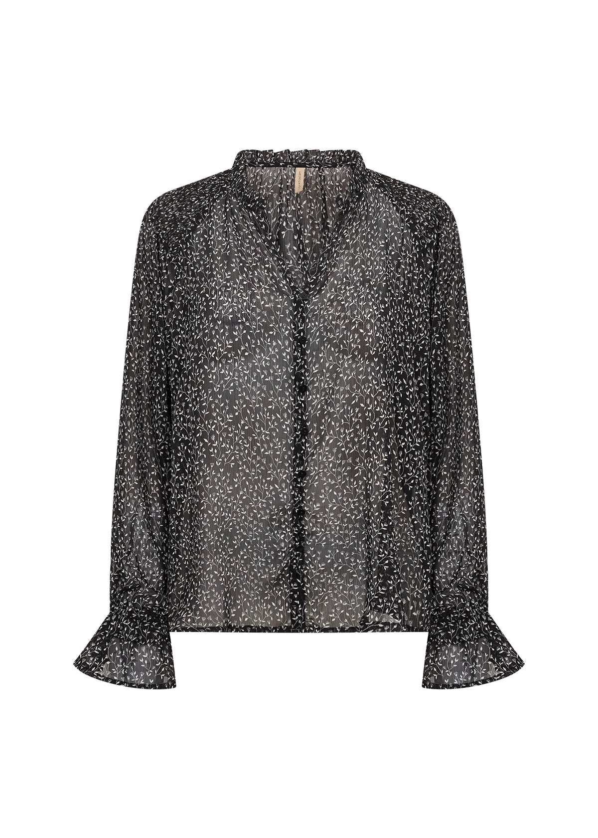 Bebbie Frill Button-Down Leaf Blouse