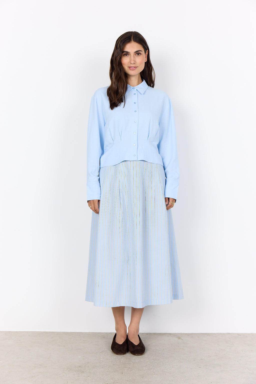 Cala Pleat Detail Button-Up Shirt