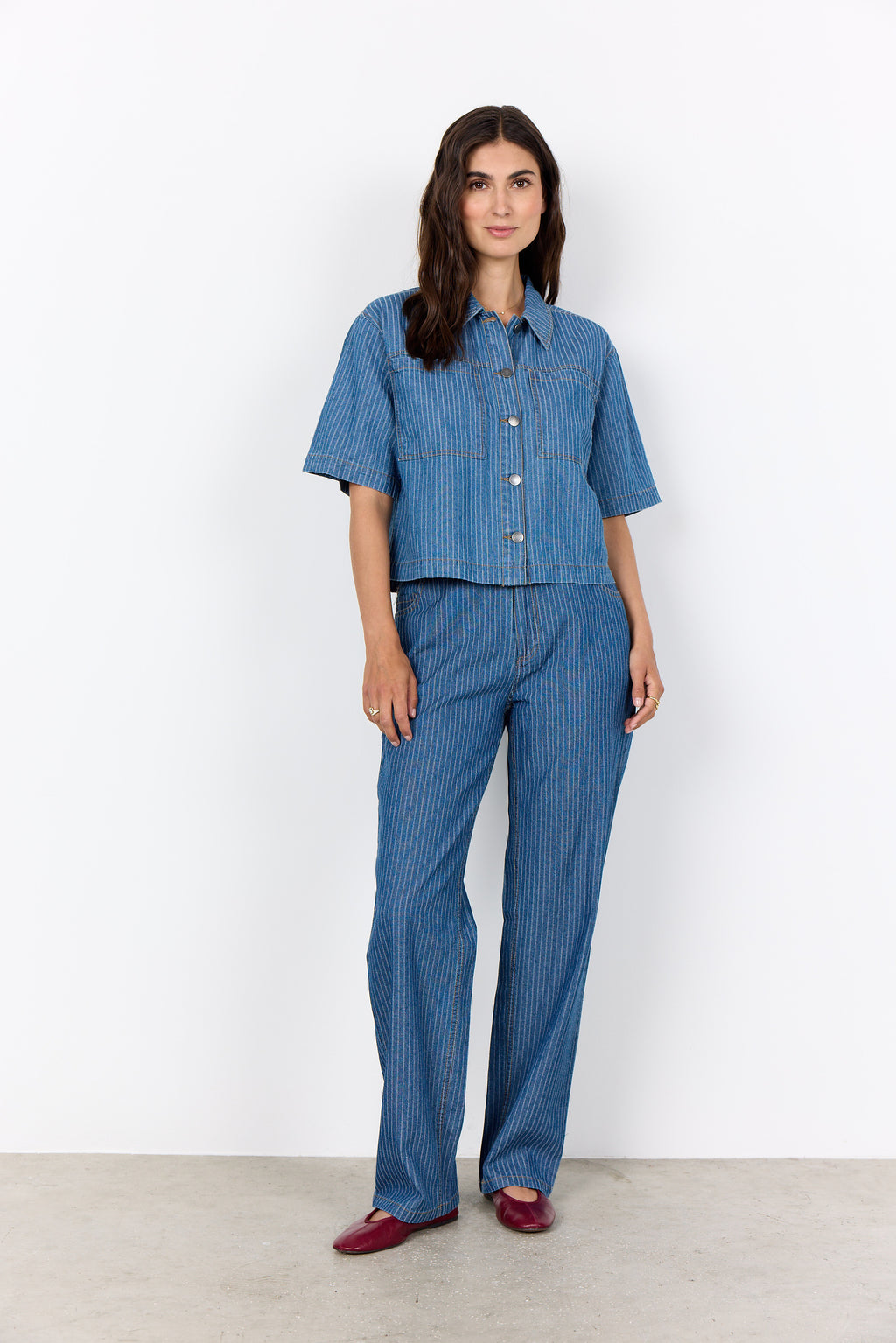 Caisho Pinstripe Denim Shirt