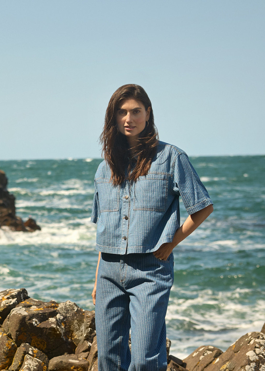 Caisho Pinstripe Denim Shirt