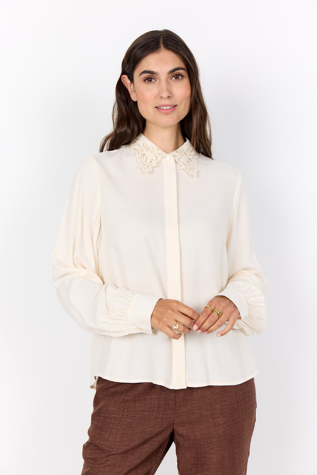 Radia Lace Collar Long Sleeve Blouse