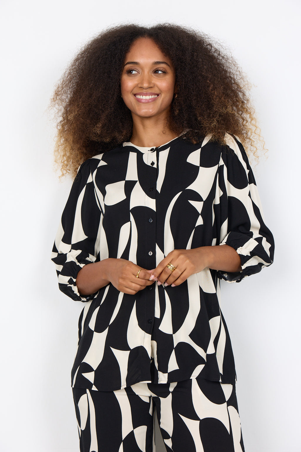 Chanise Geometric 3/4 Sleeve Blouse