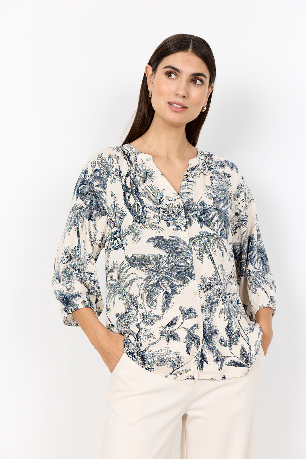 Carli Nature Print 3/4 Sleeve Blouse