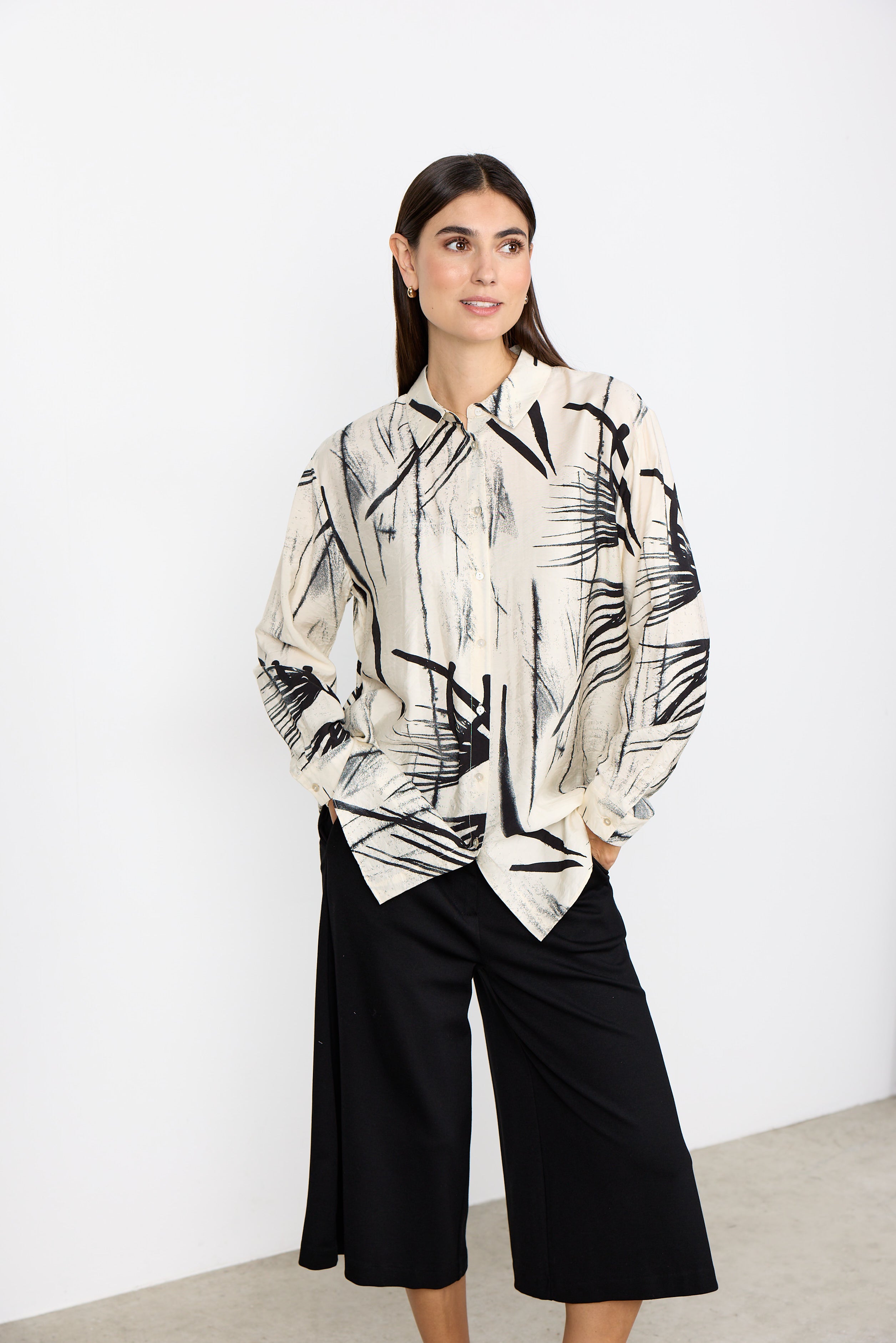 Gopi Button-Down Abstract Print Blouse