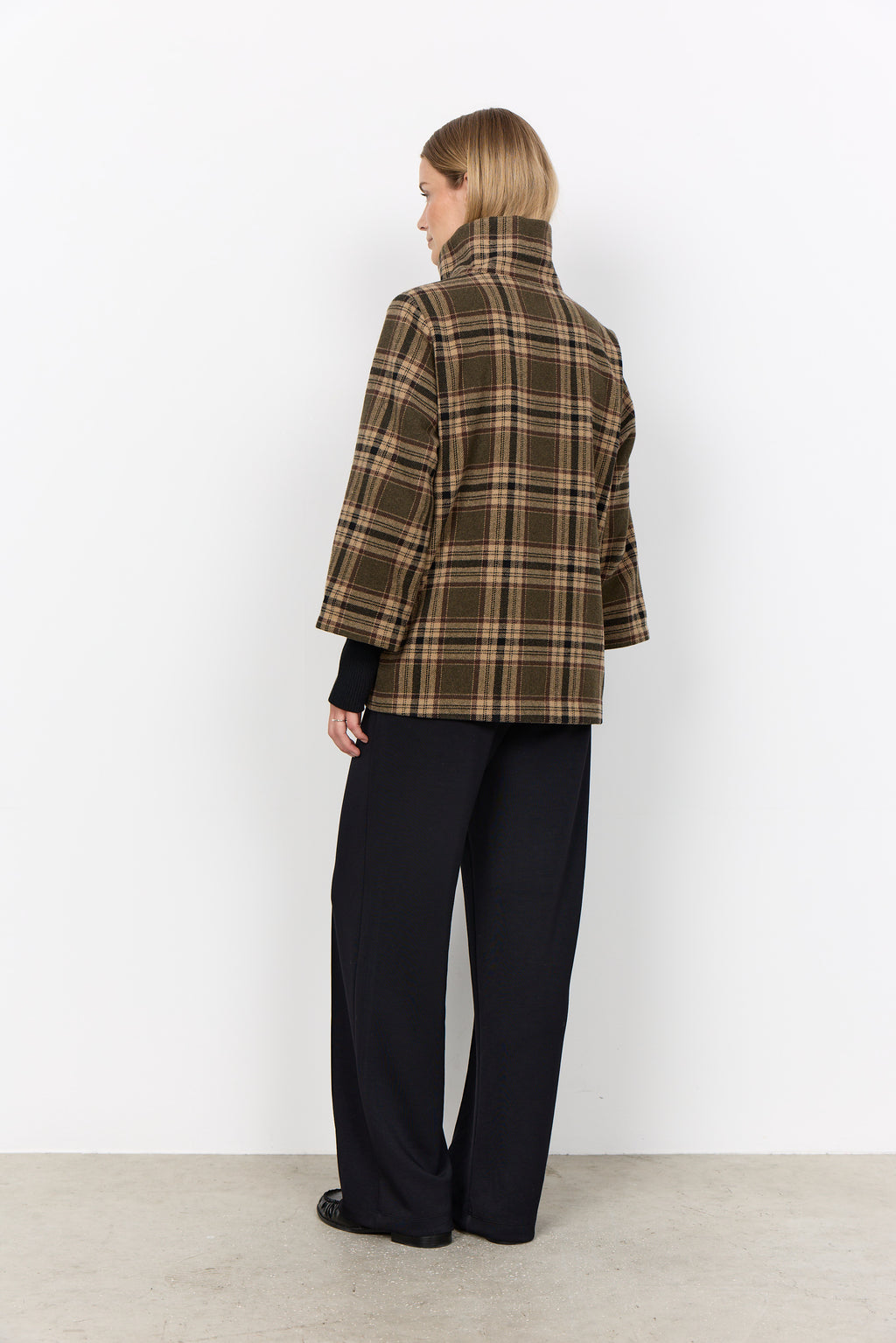 Gerlinde Funnel Neck Plaid Jacket