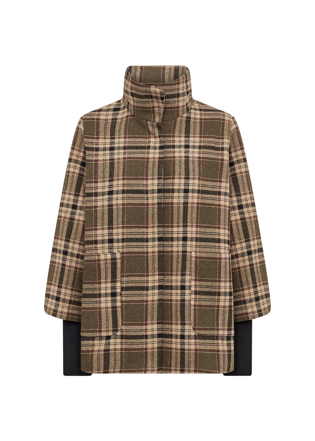 Gerlinde Funnel Neck Plaid Jacket