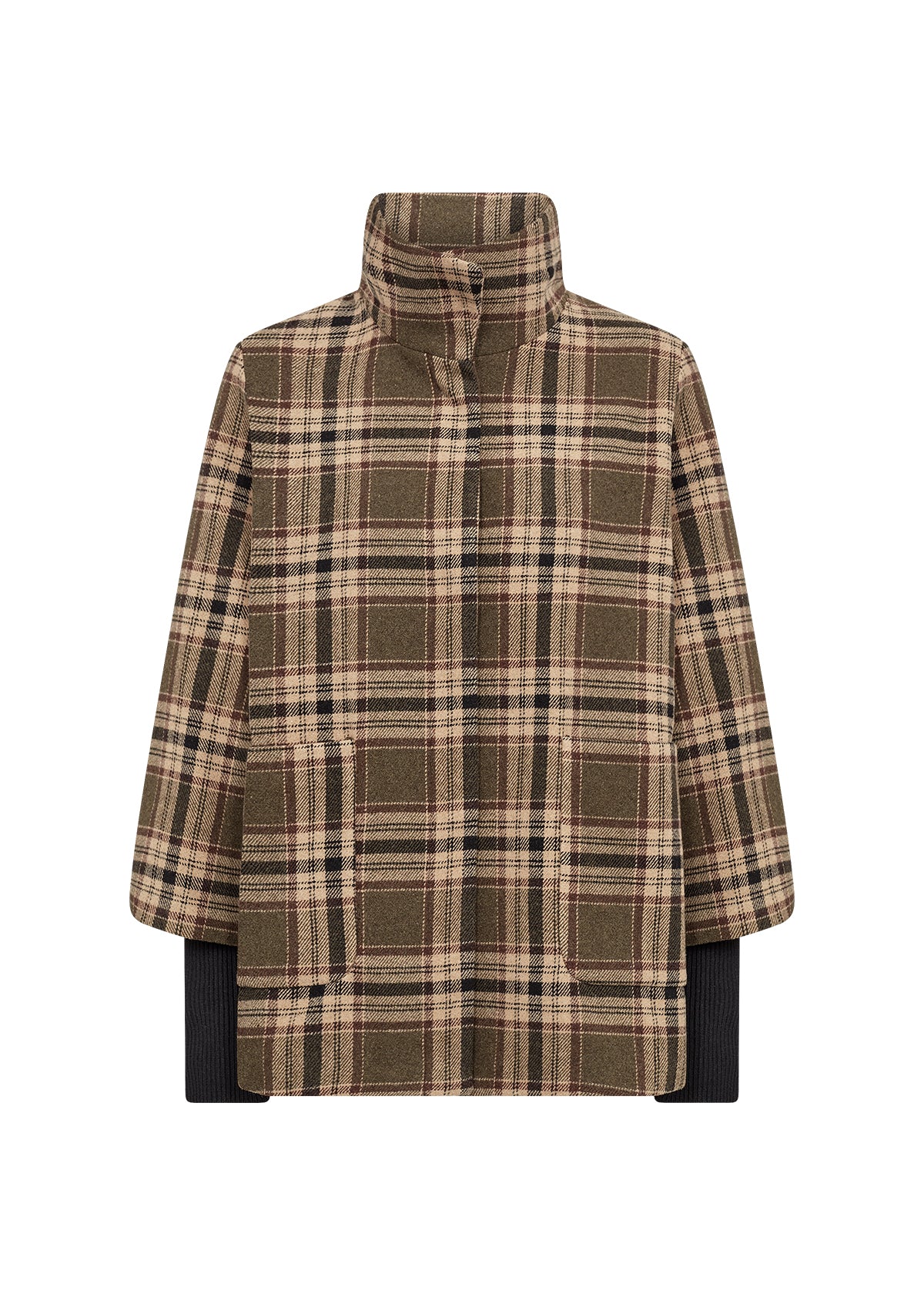 Gerlinde Funnel Neck Plaid Jacket