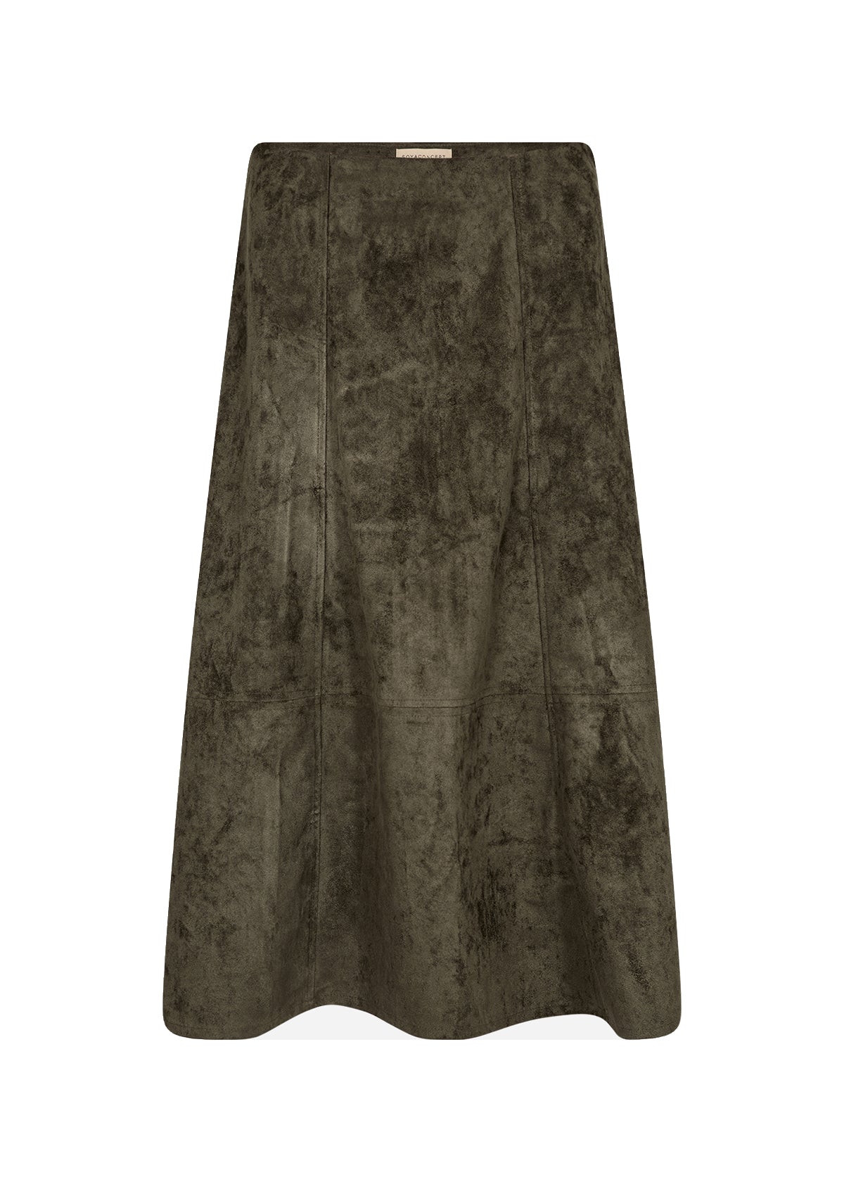 Hajira Faux Suede A-Line Below-the-Knee Skirt