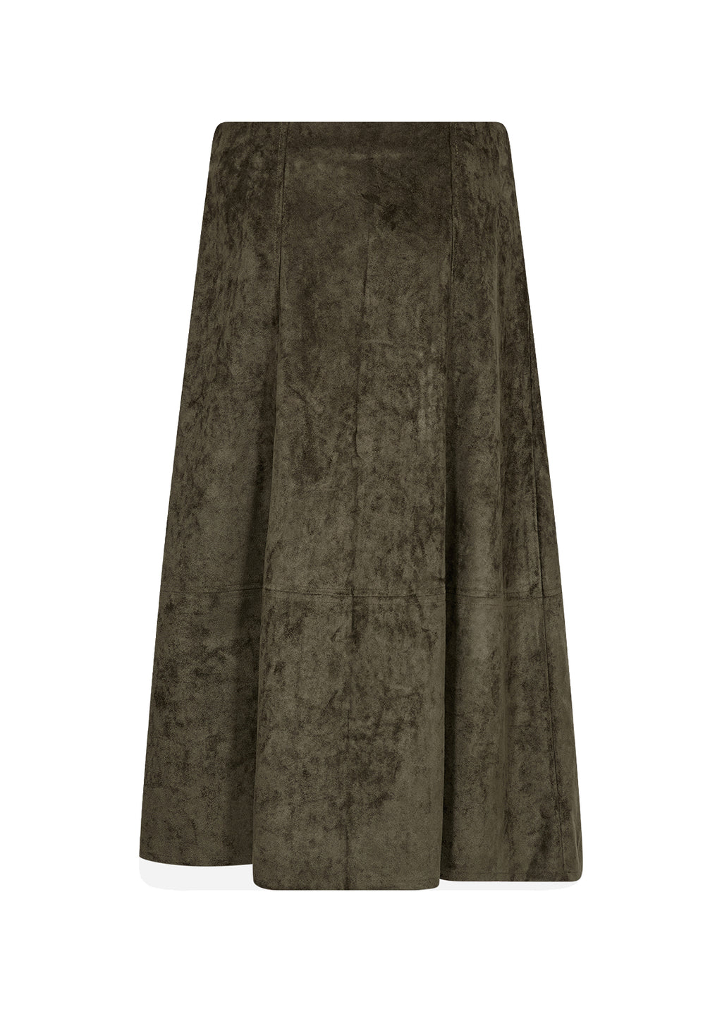Hajira Faux Suede A-Line Below-the-Knee Skirt