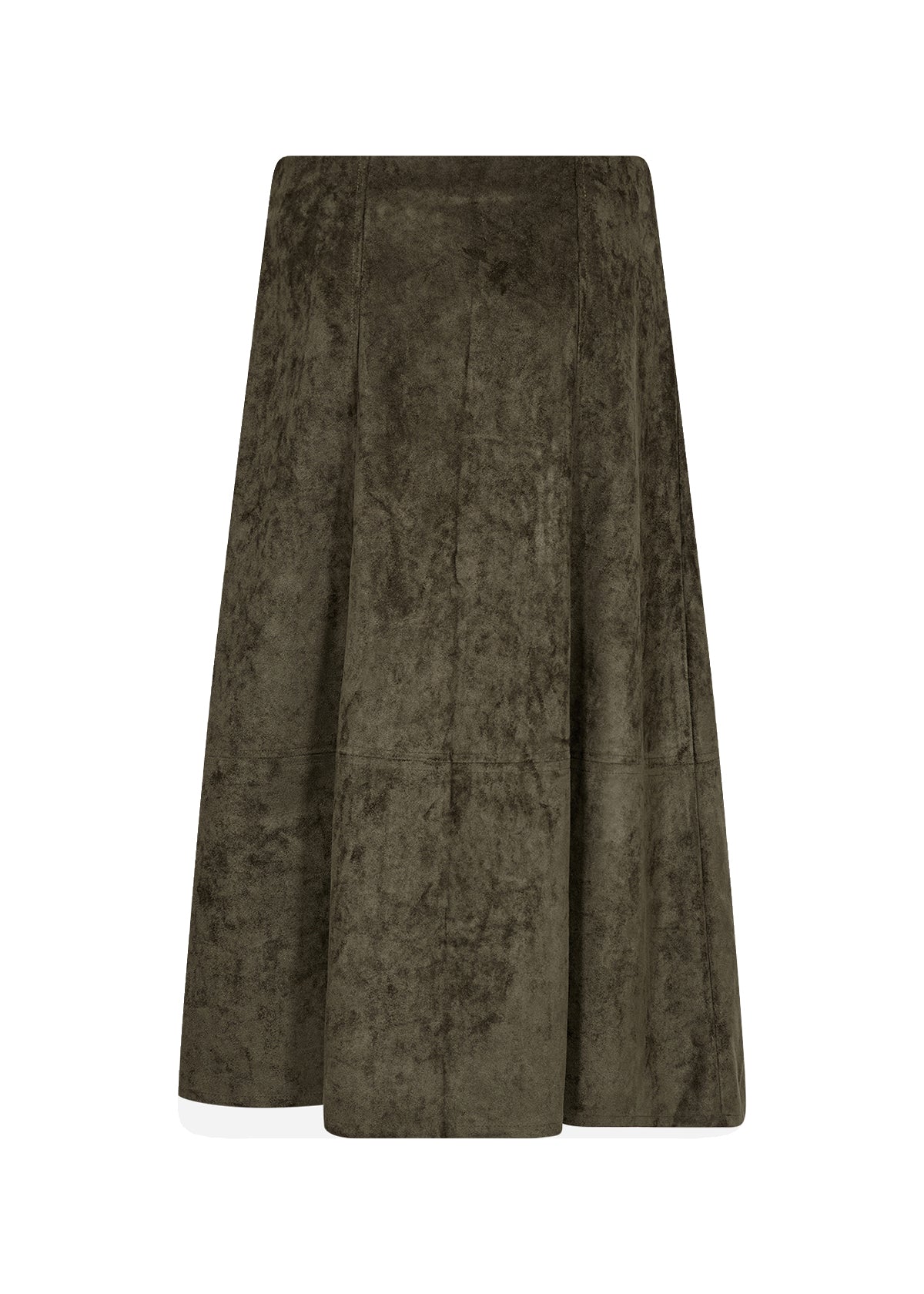 Hajira Faux Suede A-Line Below-the-Knee Skirt
