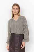 Halia V-Neck Checked Print Blouse