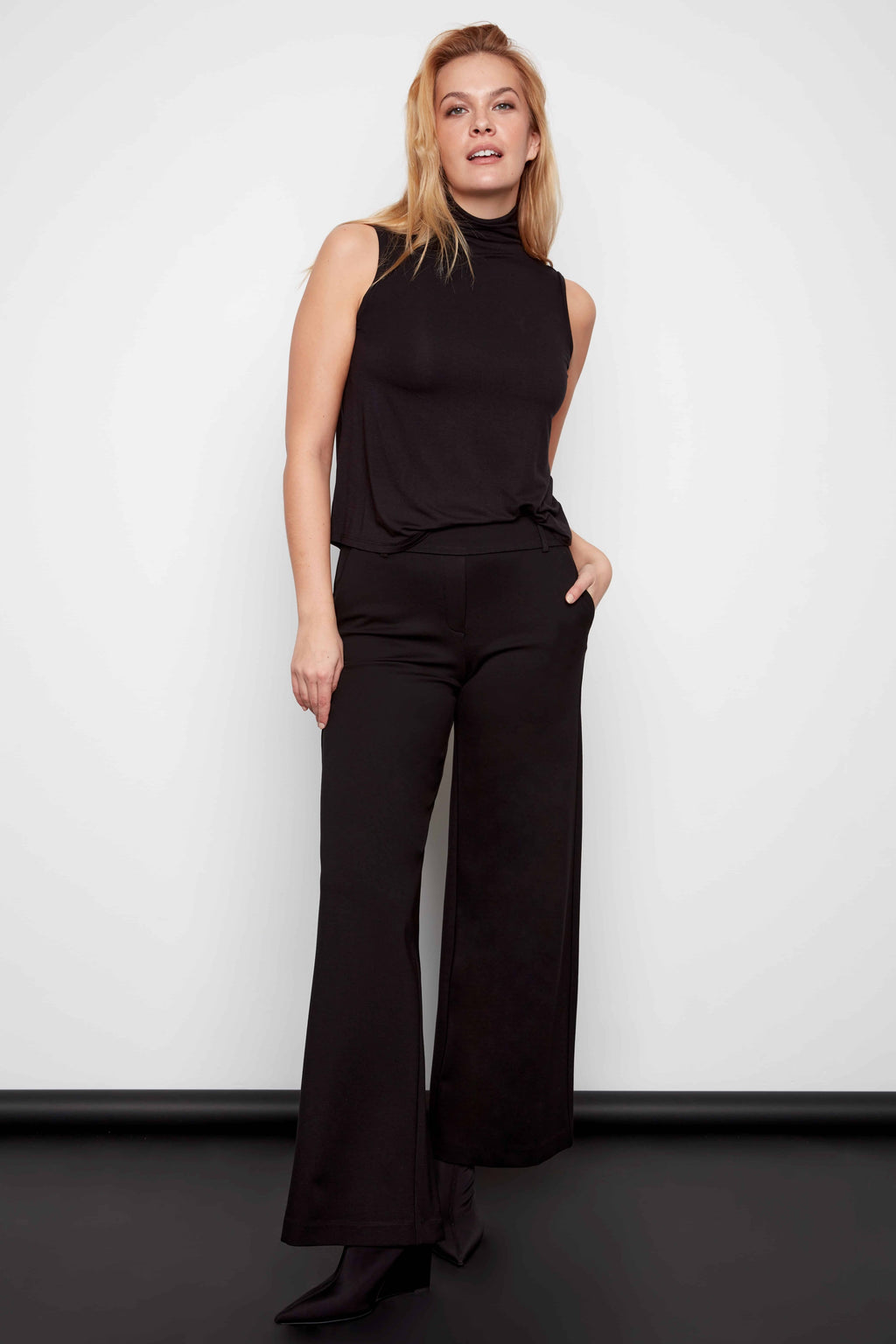 Ponte Wide-Leg Full-Length Pant