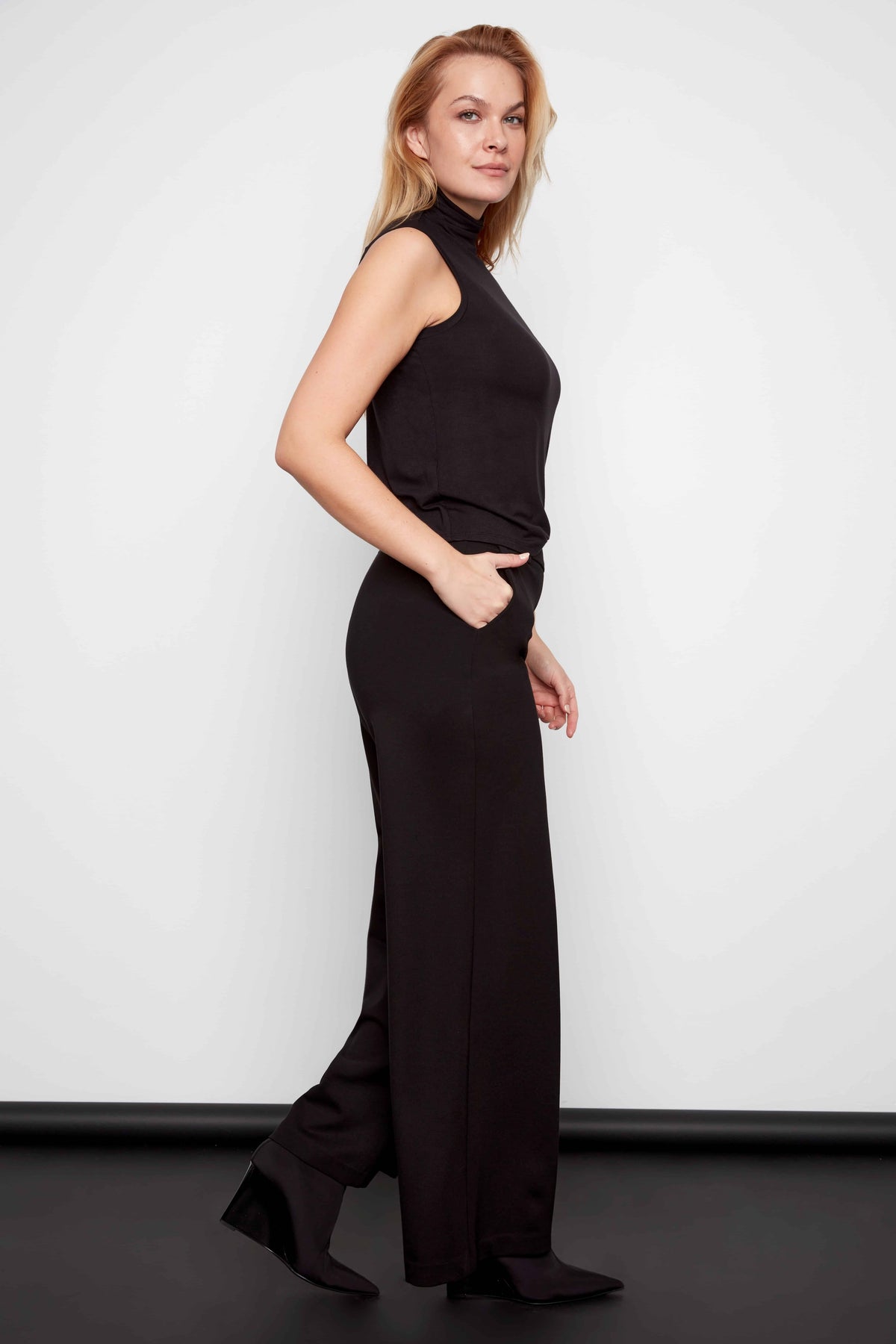 Ponte Wide-Leg Full-Length Pant
