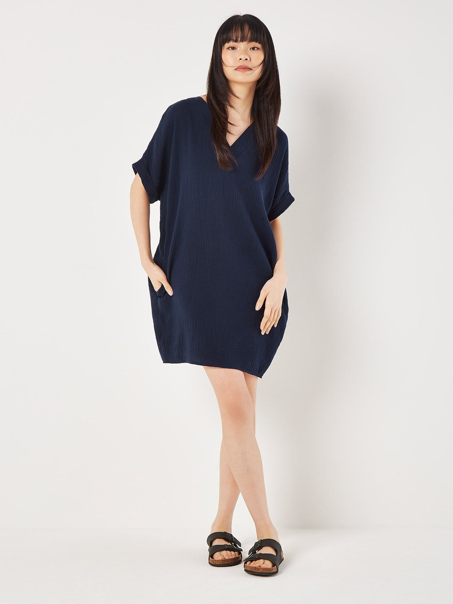 Textured Cotton Oversized T-Shirt Dress