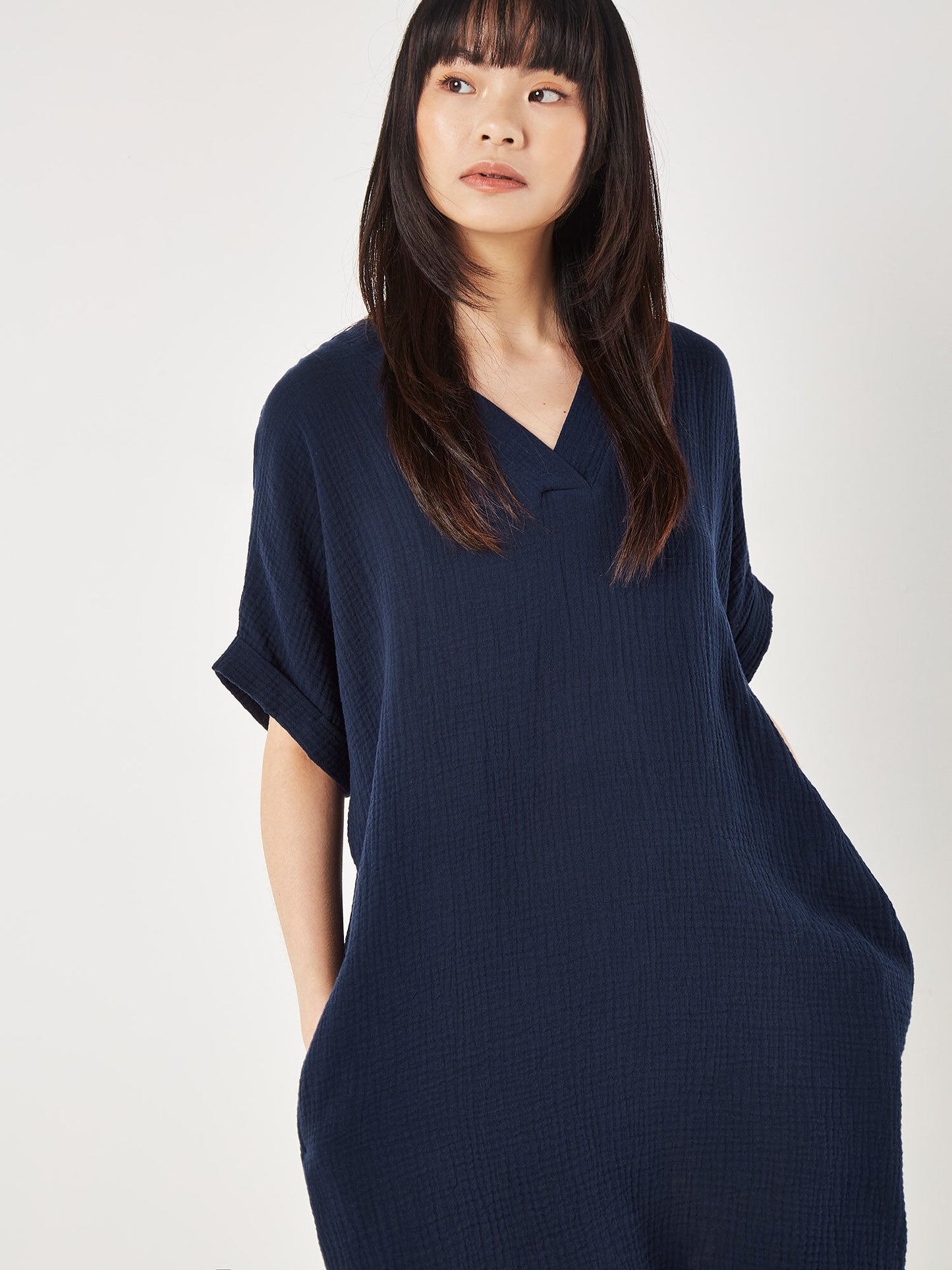 Textured Cotton Oversized T-Shirt Dress