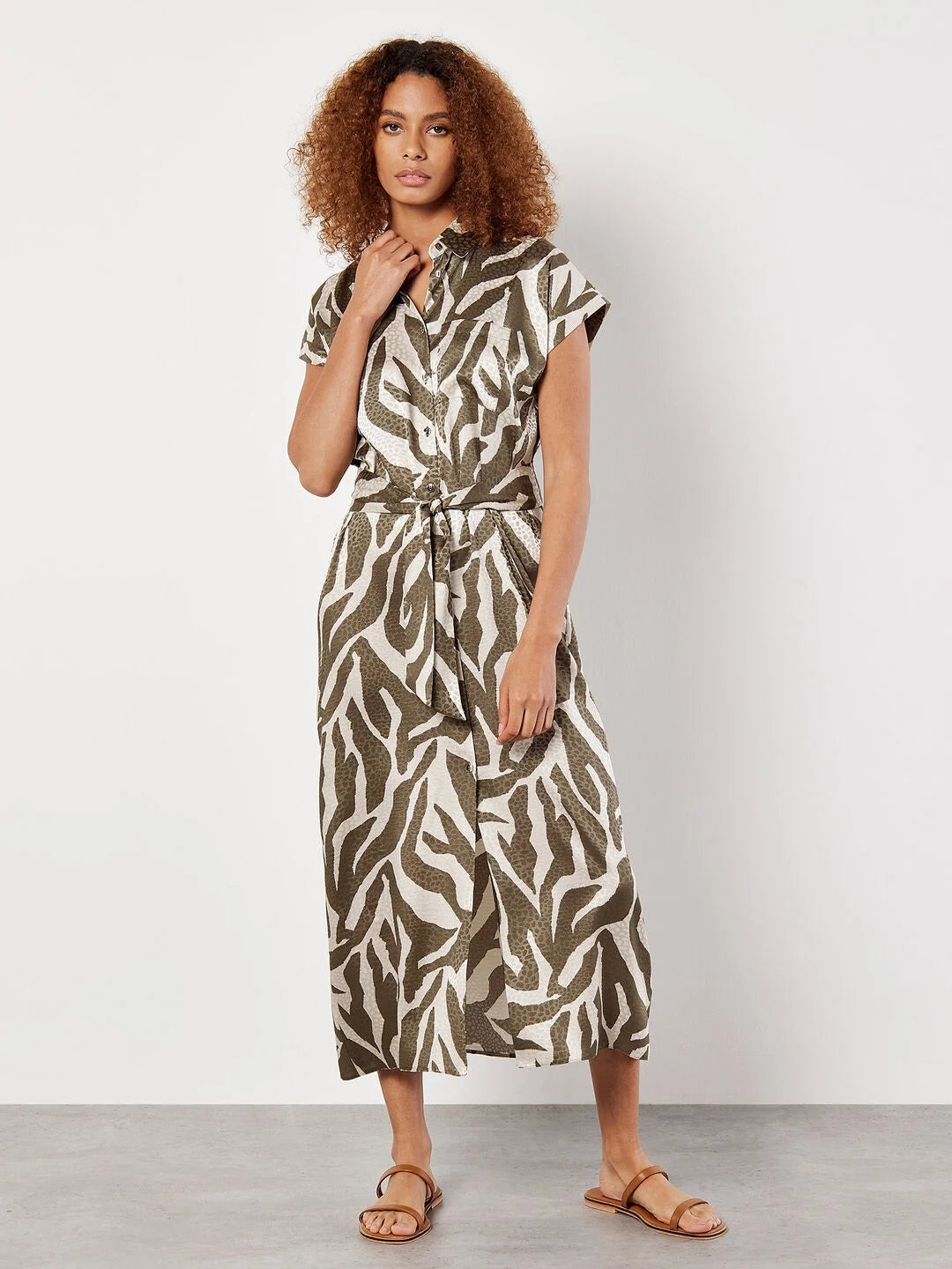 Textured Satin Zebra Print Midi Dress