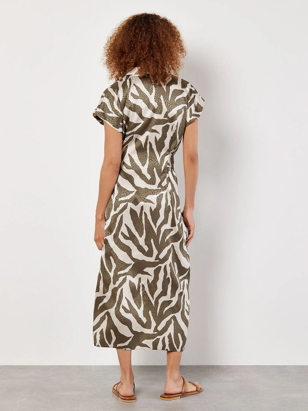 Textured Satin Zebra Print Midi Dress