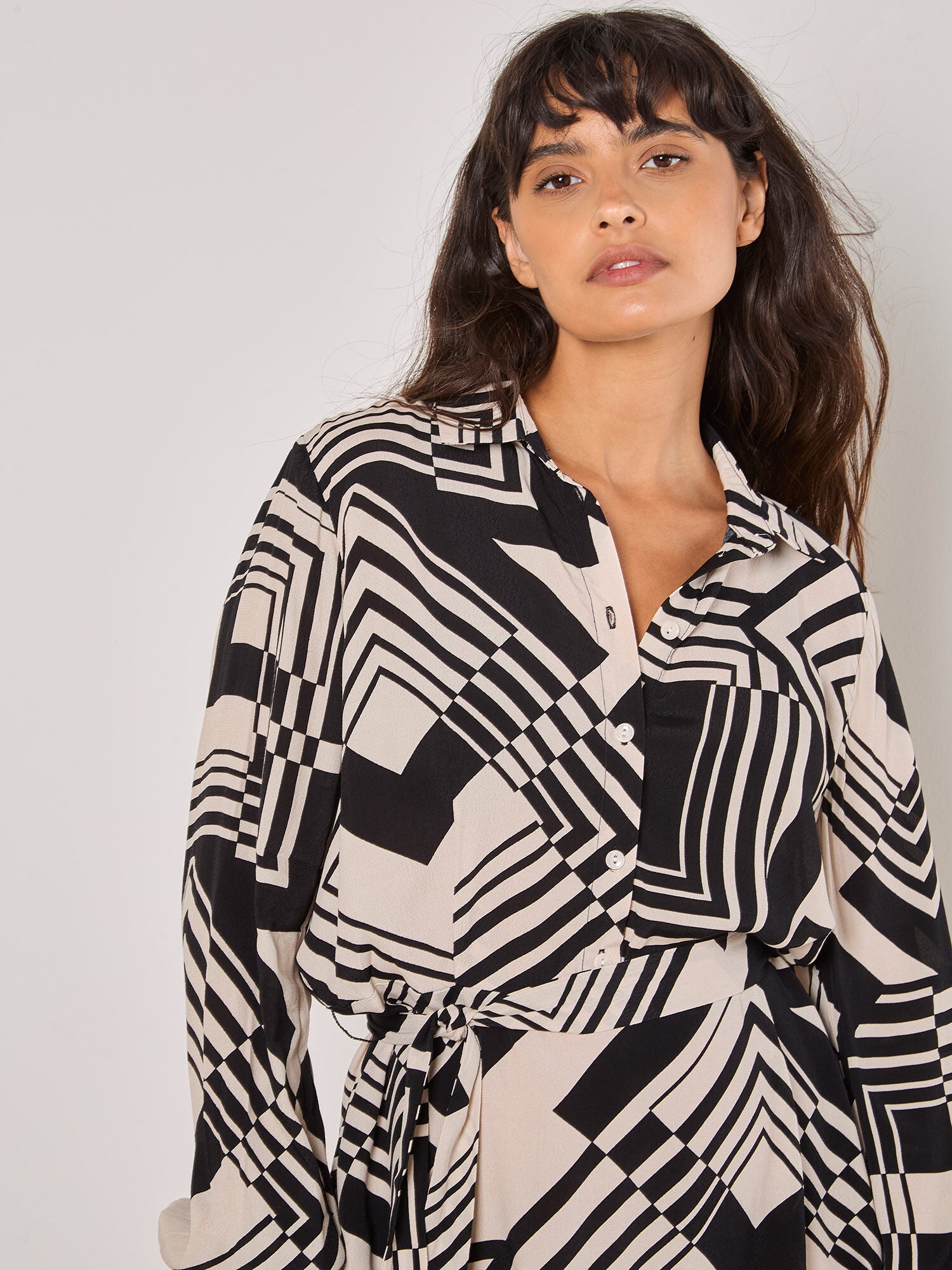Geo Squares Shirt Mini Dress