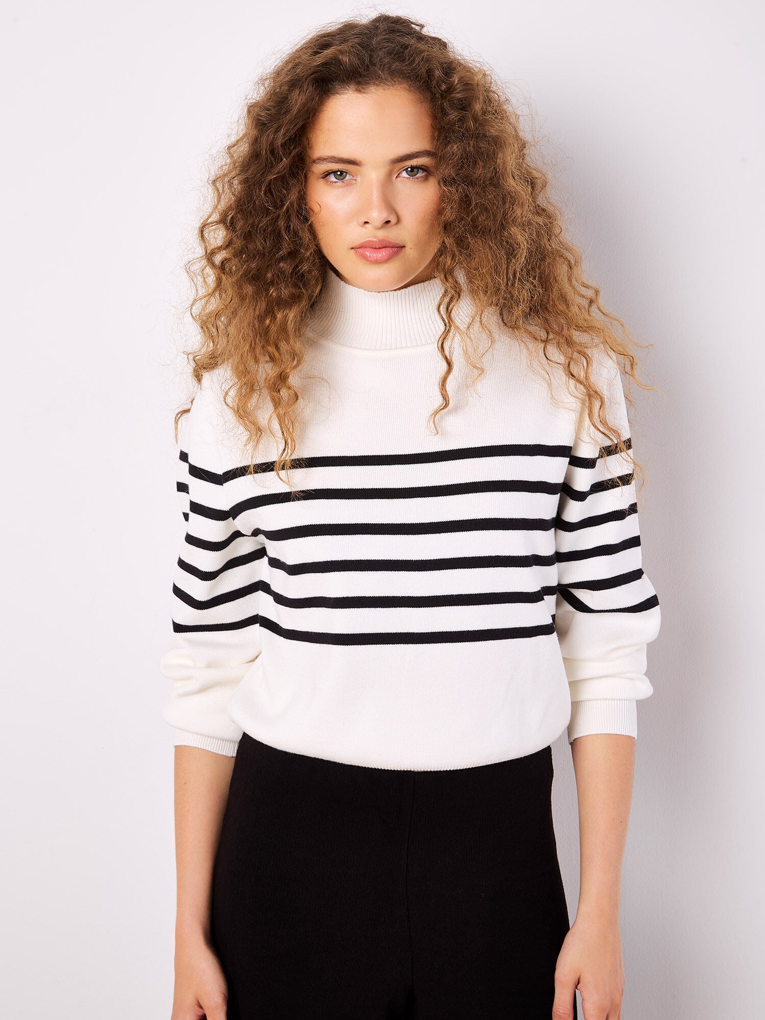 Mock Neck Striped Jumper