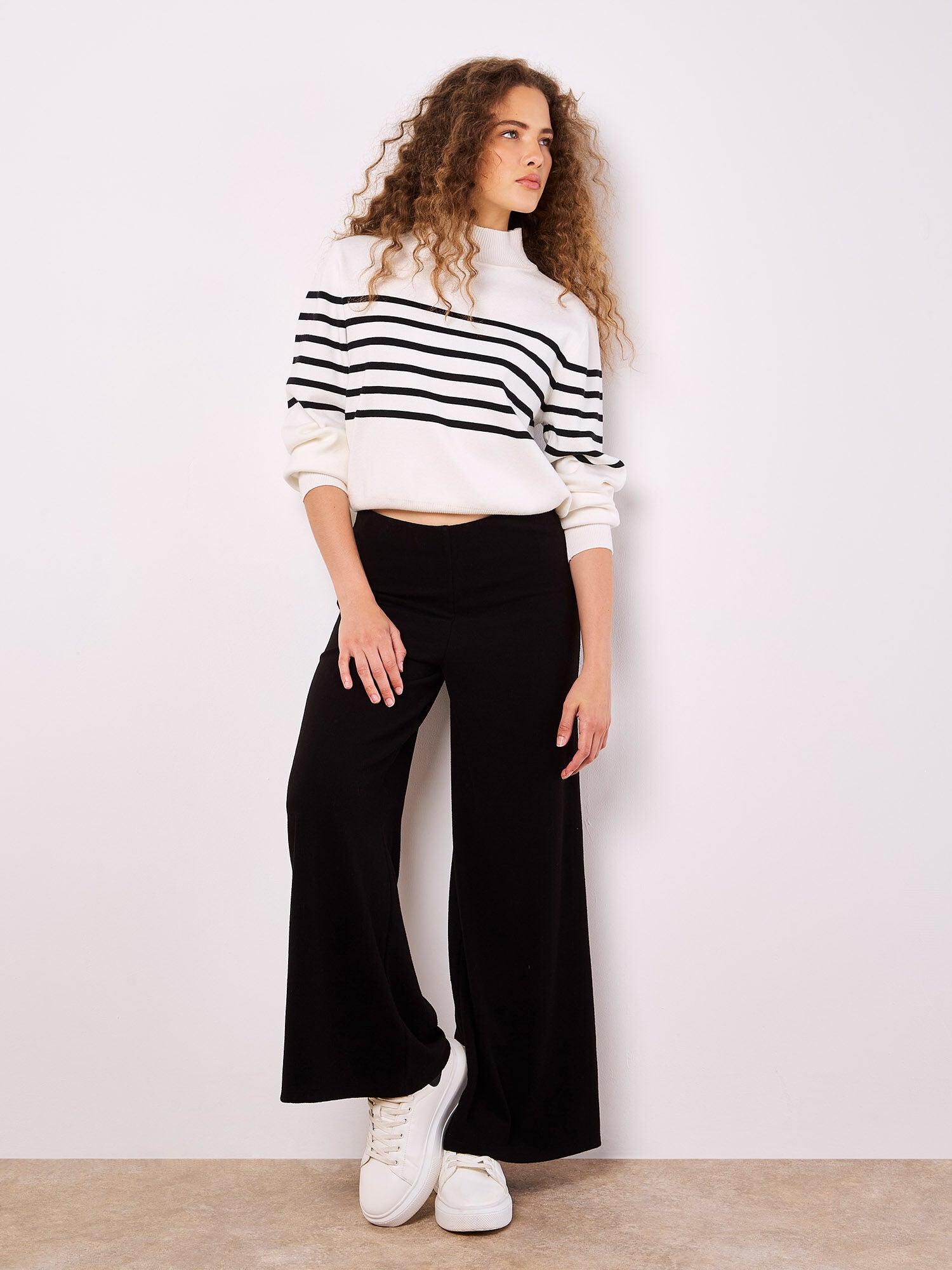 Mock Neck Striped Jumper