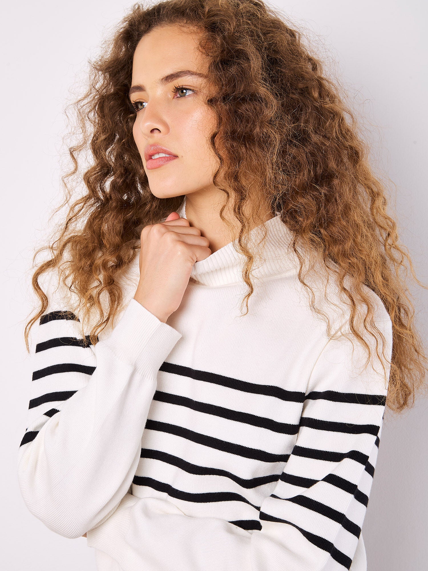 Mock Neck Striped Jumper