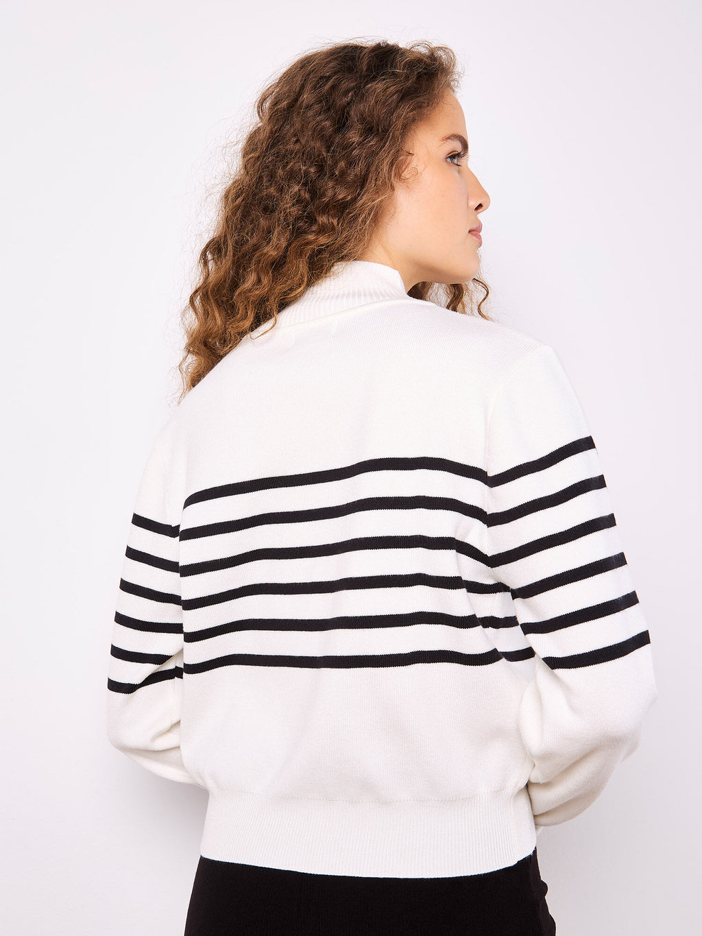 Mock Neck Striped Jumper