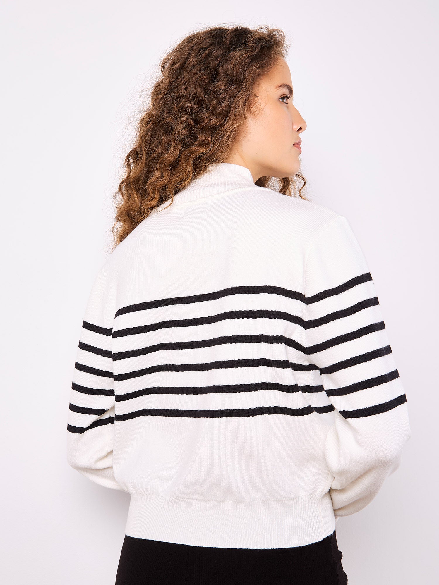Mock Neck Striped Jumper
