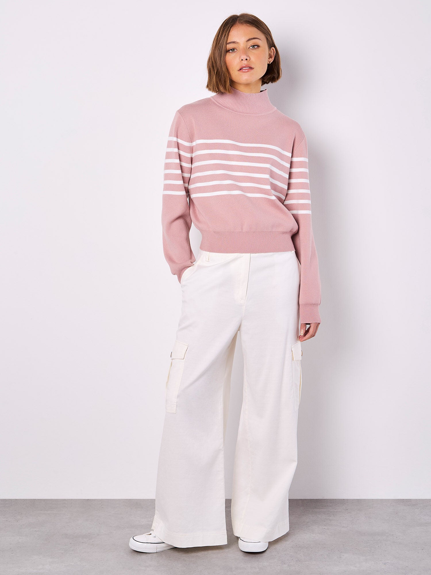 Mock Neck Striped Jumper