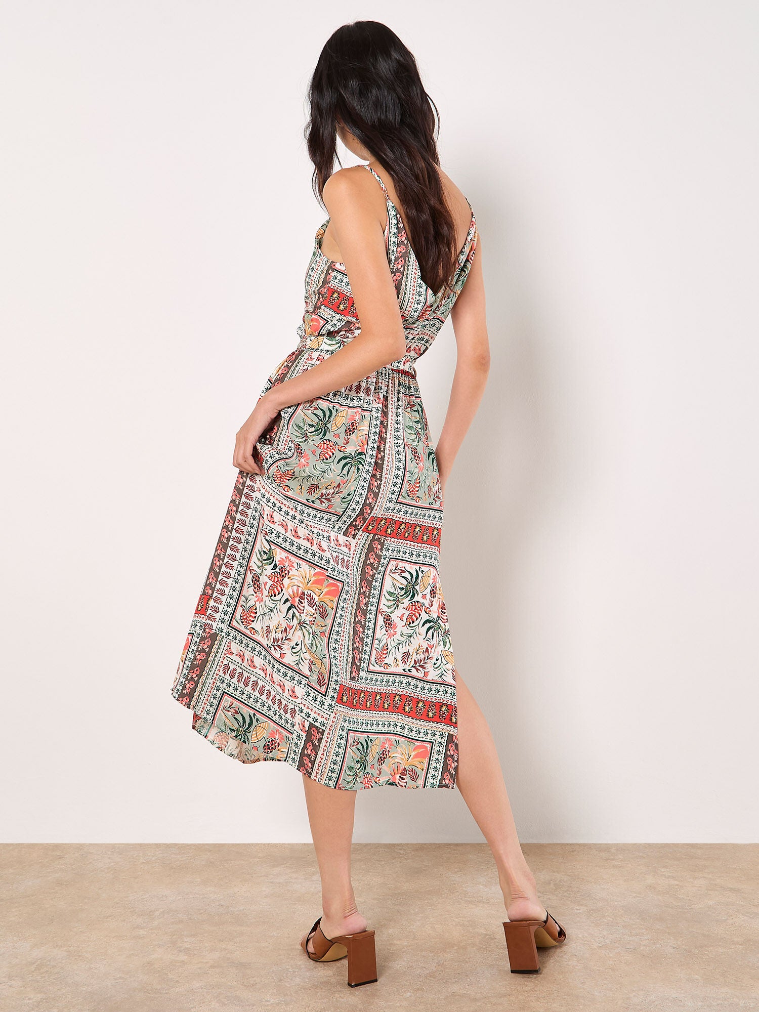 Tropical Print Camisole Midi Dress