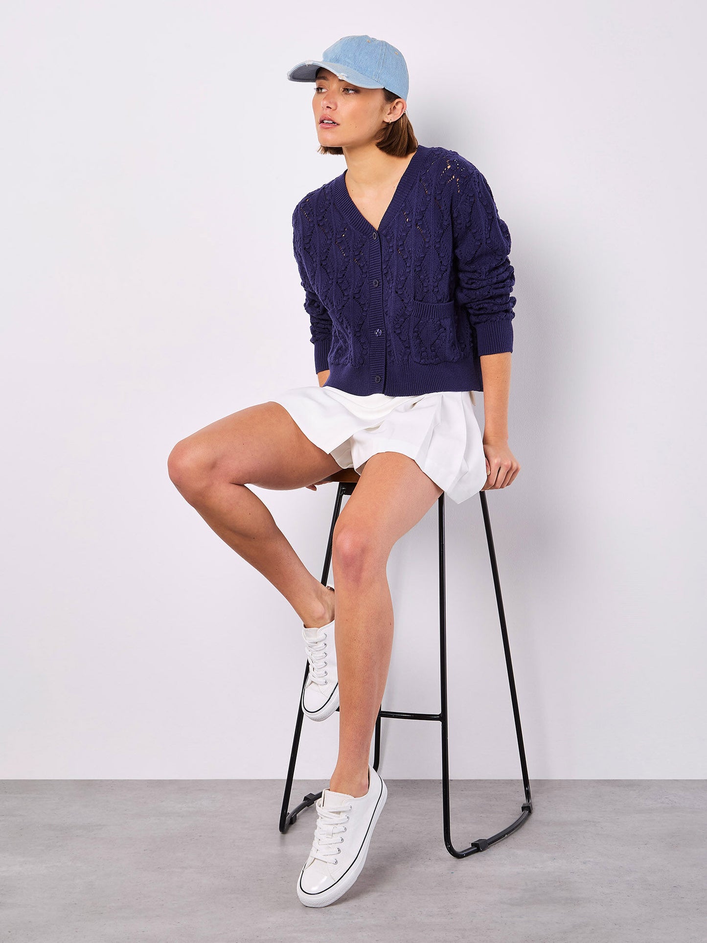 Pointelle Knitted Cardigan