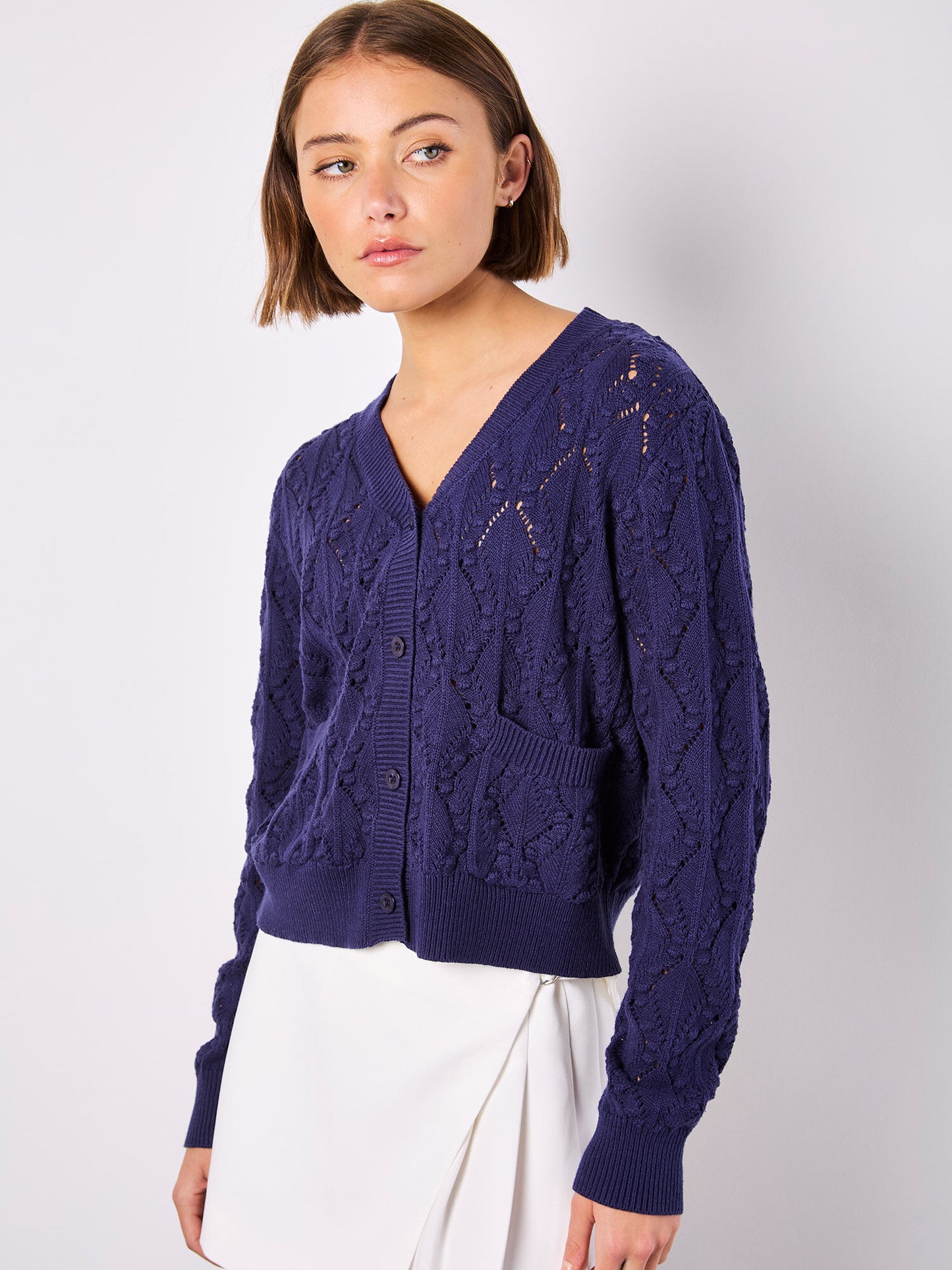 Pointelle Knitted Cardigan