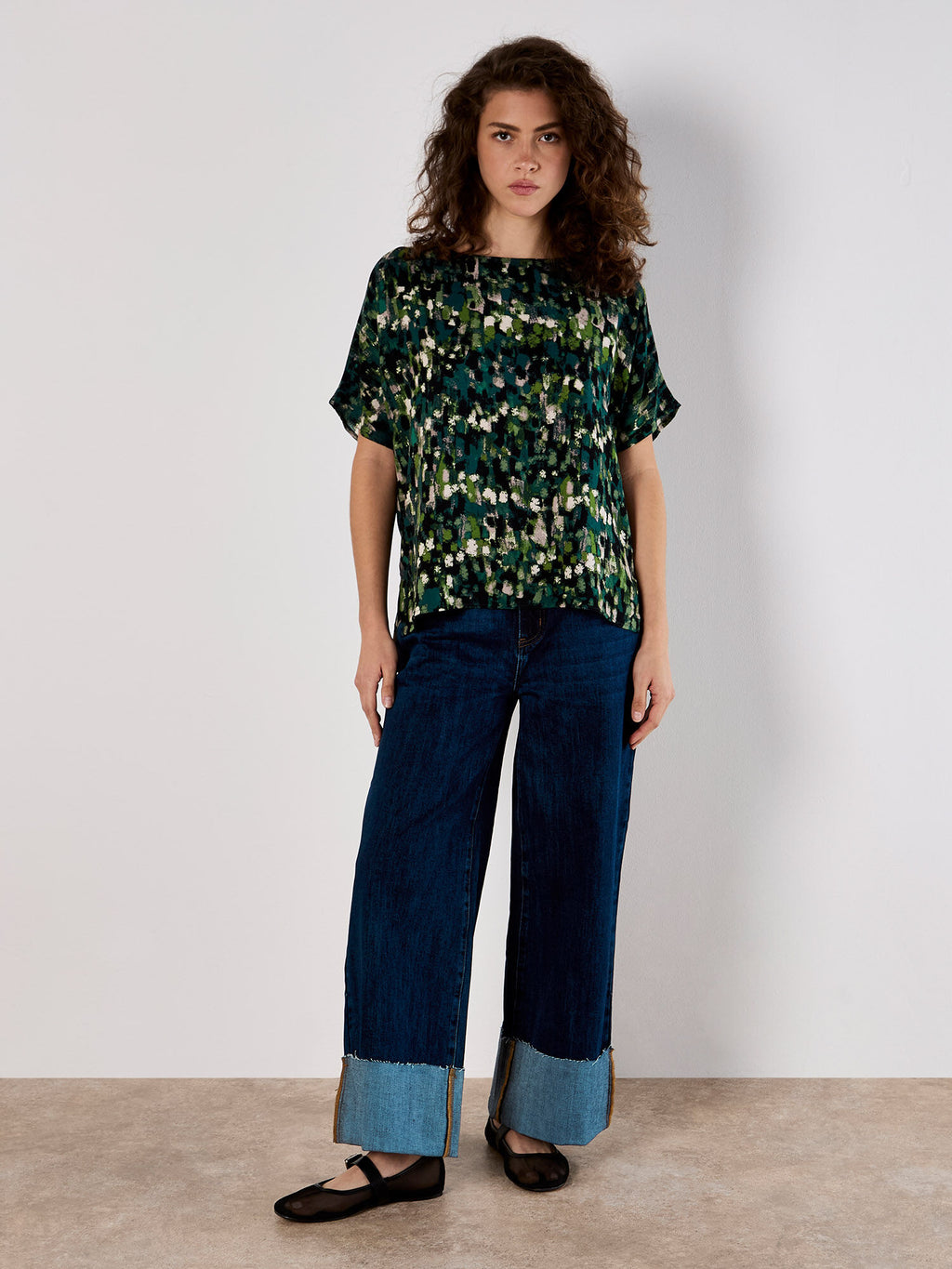 Abstract Brushstroke Batwing Top