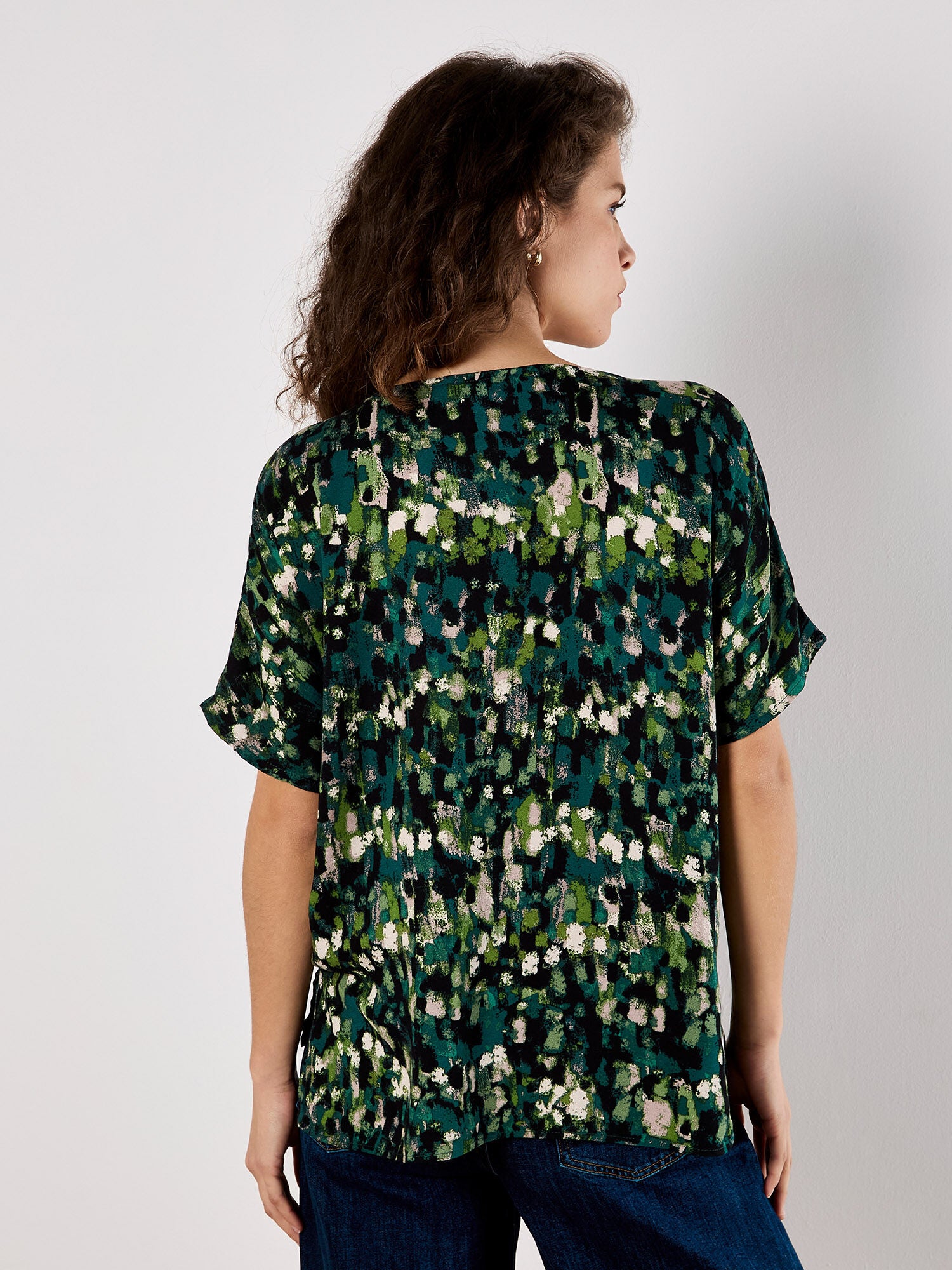 Abstract Brushstroke Batwing Top