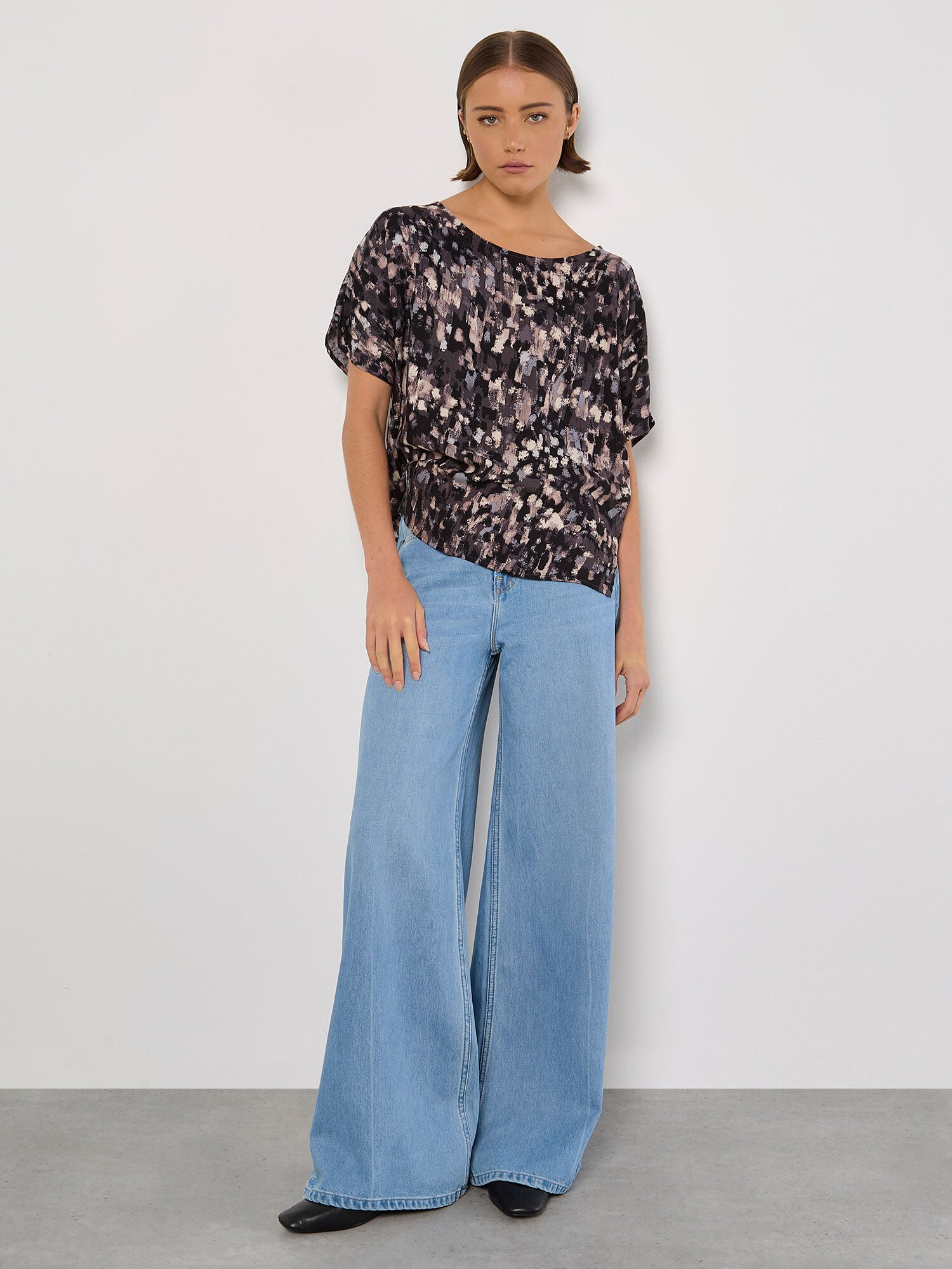 Abstract Brushstroke Batwing Top