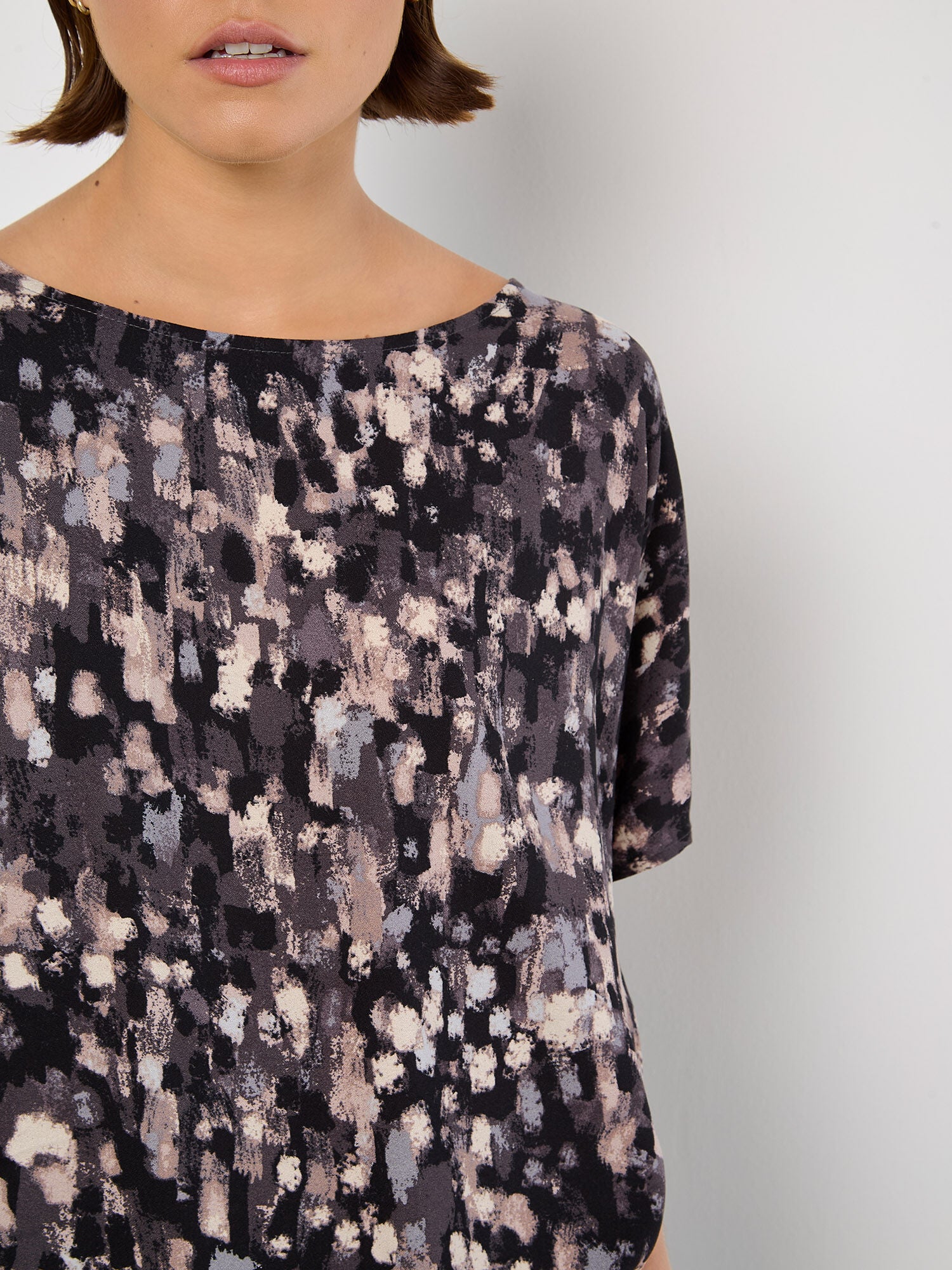Abstract Brushstroke Batwing Top