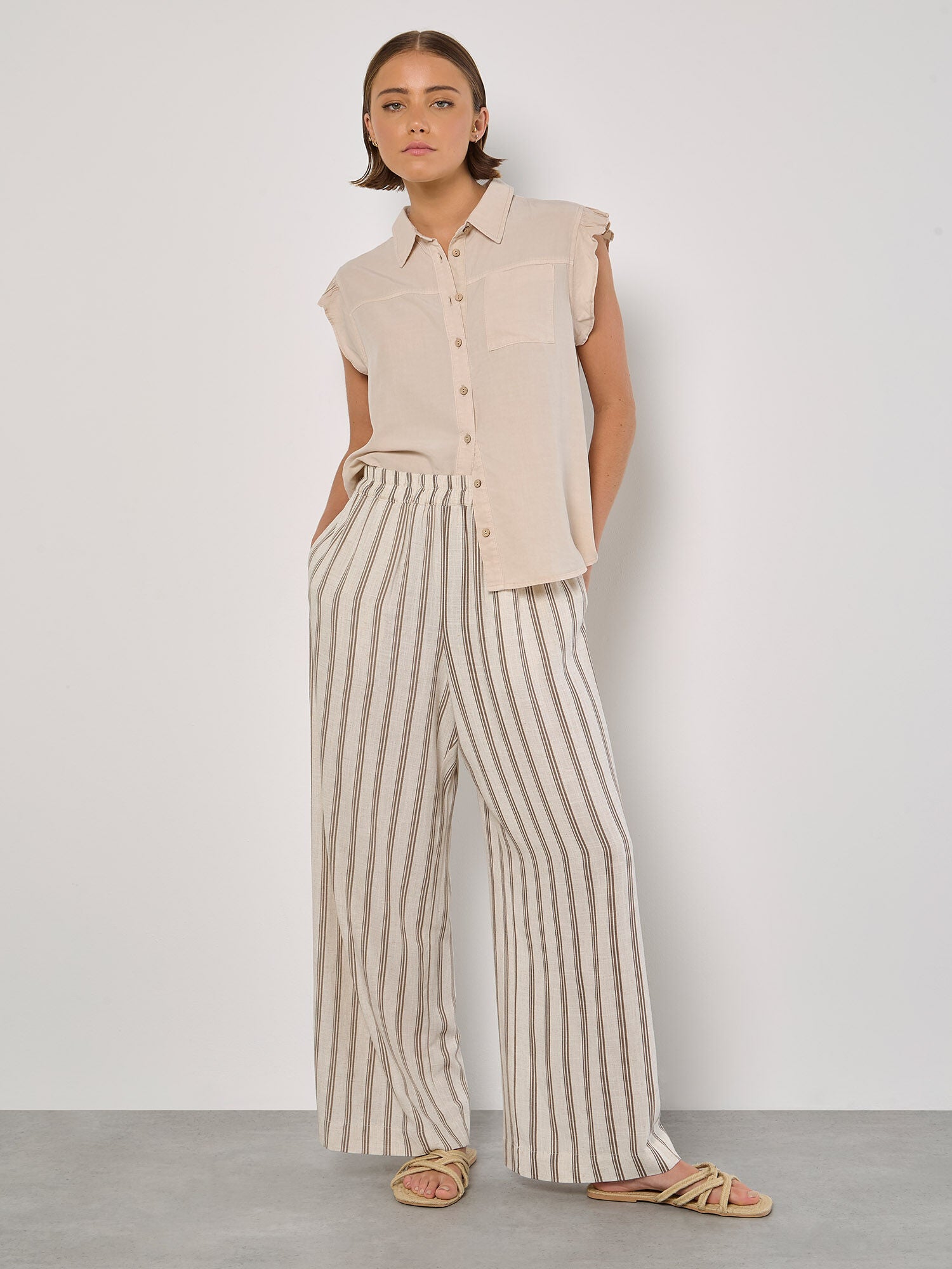 Stripe Wide Leg Trousers